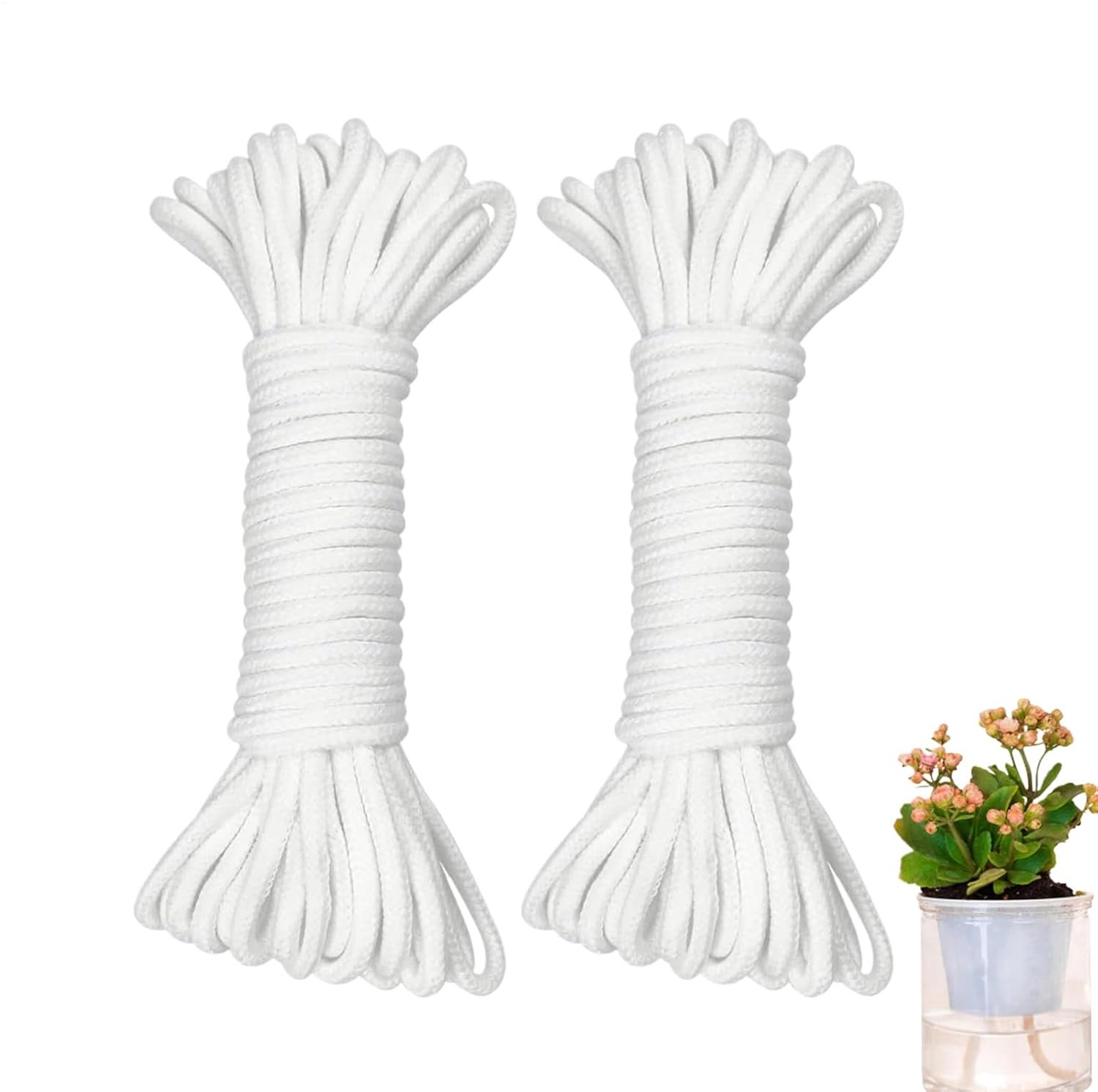 Plantendraden, 2 stuks herbruikbare irrigatiekoorden, absorberend touw, voor planten op balkon, tuin, kantoor en binnen huis