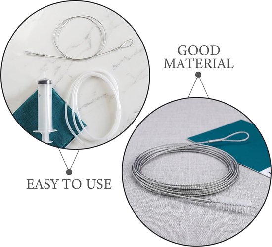 2 Sets Koelkast Afvoer Ontstopper Kit met Flexibele Borstel Buigbare Spuit Reiniging voor Fridge Drain Pipe Voorkomt Waterophoping Geurtjes Onderhoudsset — afbeelding 5