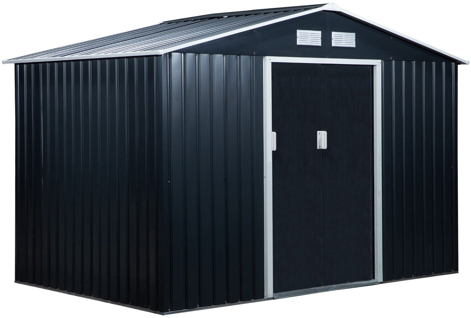 Sunona Metalen tuinhuis - Met 2 schuifdeuren en 4 ventilatievensters - 277 x 195 x 192 cm - Donkergrijs