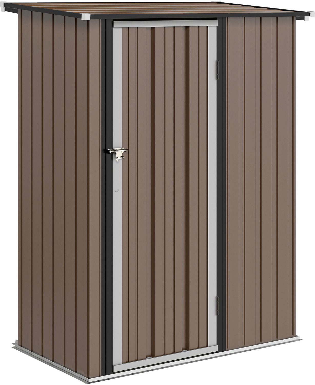 Sunona Metalen tuinhuis - Geräteschuppen met schuin dak - Afsluitbare deur - 142 x 86 x 189 cm - Bruin