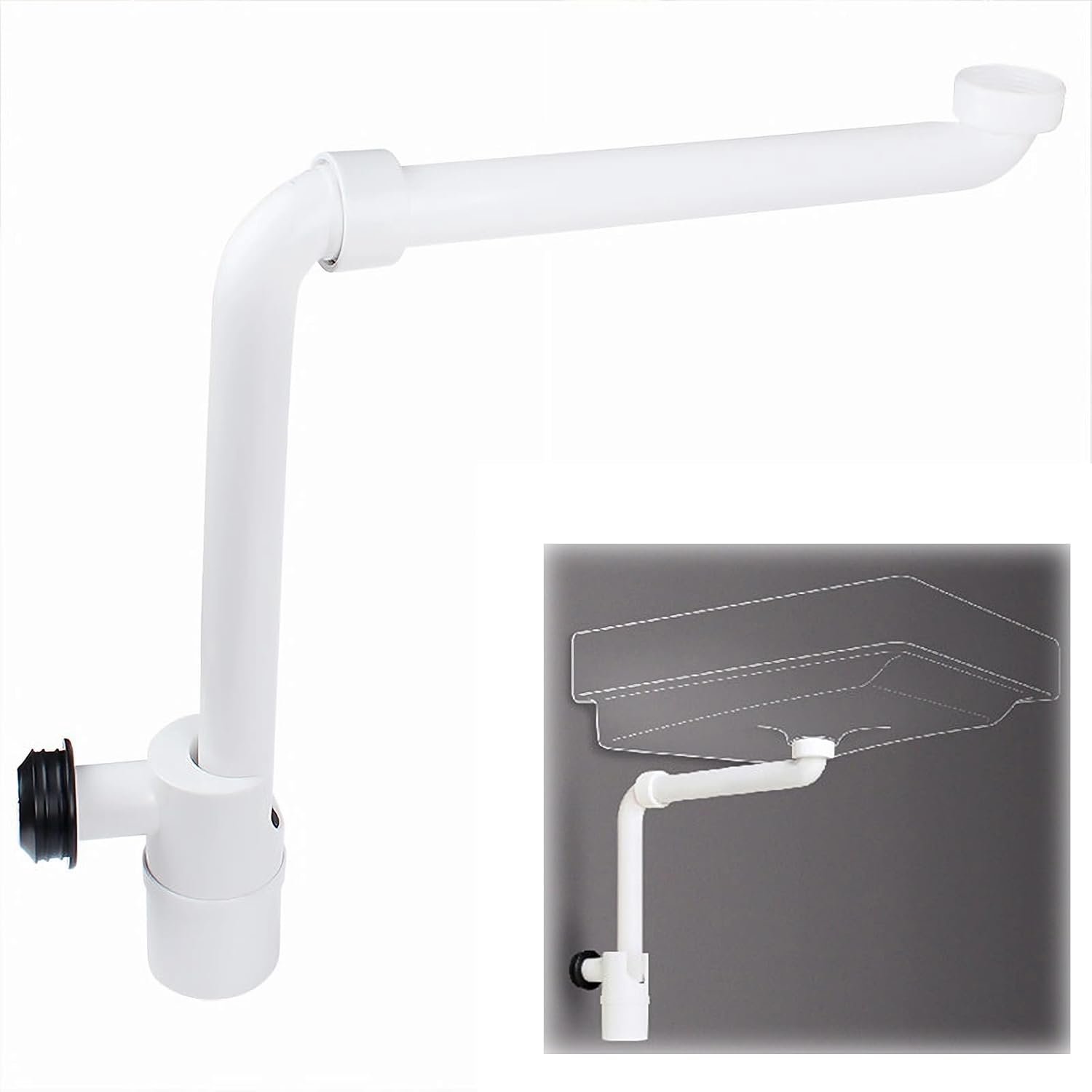 Sifon 1 1/4 inch - ruimtebesparend - kunststof - 360° verstelbaar voor wastafel - ShopVlot