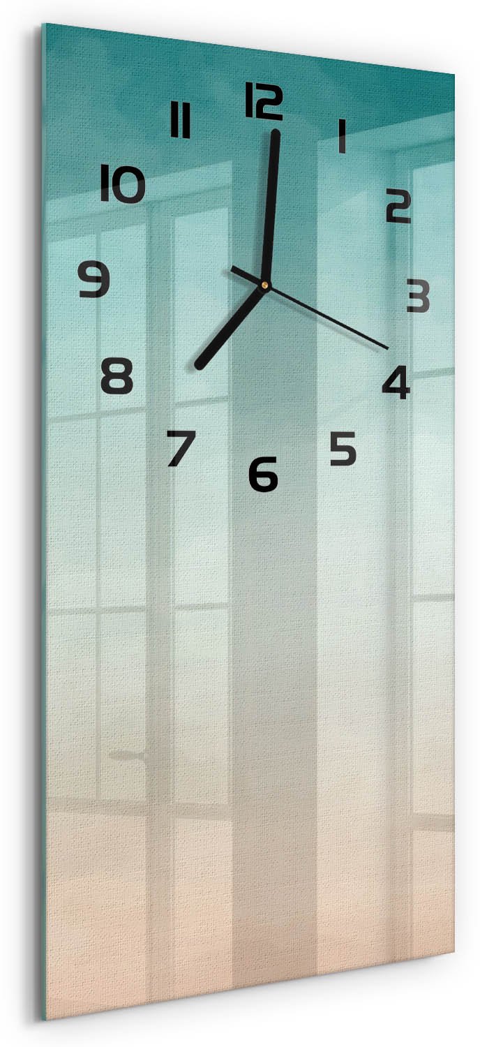 Tulup Wandklok - Abstracte achtergrond Decoratieve Glazen Klok - 30x60 cm - Veelkleurig Glazen Wandklok Design - Zwarte handen - Rechthoekige Klok - Glazen Klok Met Print - Wandklok Glas Met Motief