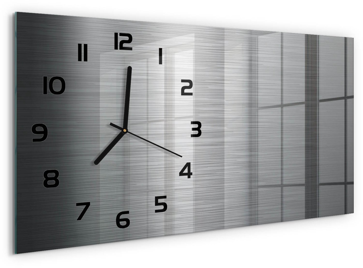 TULUP Wandklok - Metalen achtergrond Wandklok Glas Met Motief - 60x30 cm - Zilver Decoratieve Glazen Klok - Zwarte handen - Rechthoekige Klok - Gekleurde Glazen Klok - Glazen Klok Met Print