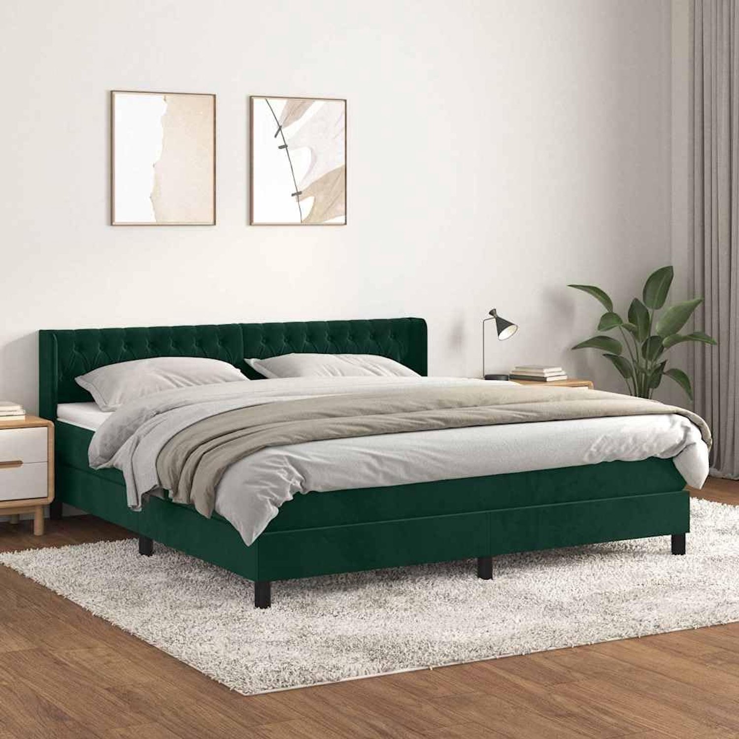 Boxspringbed Verstelbaar hoofdbord 180x200 Donkergroen