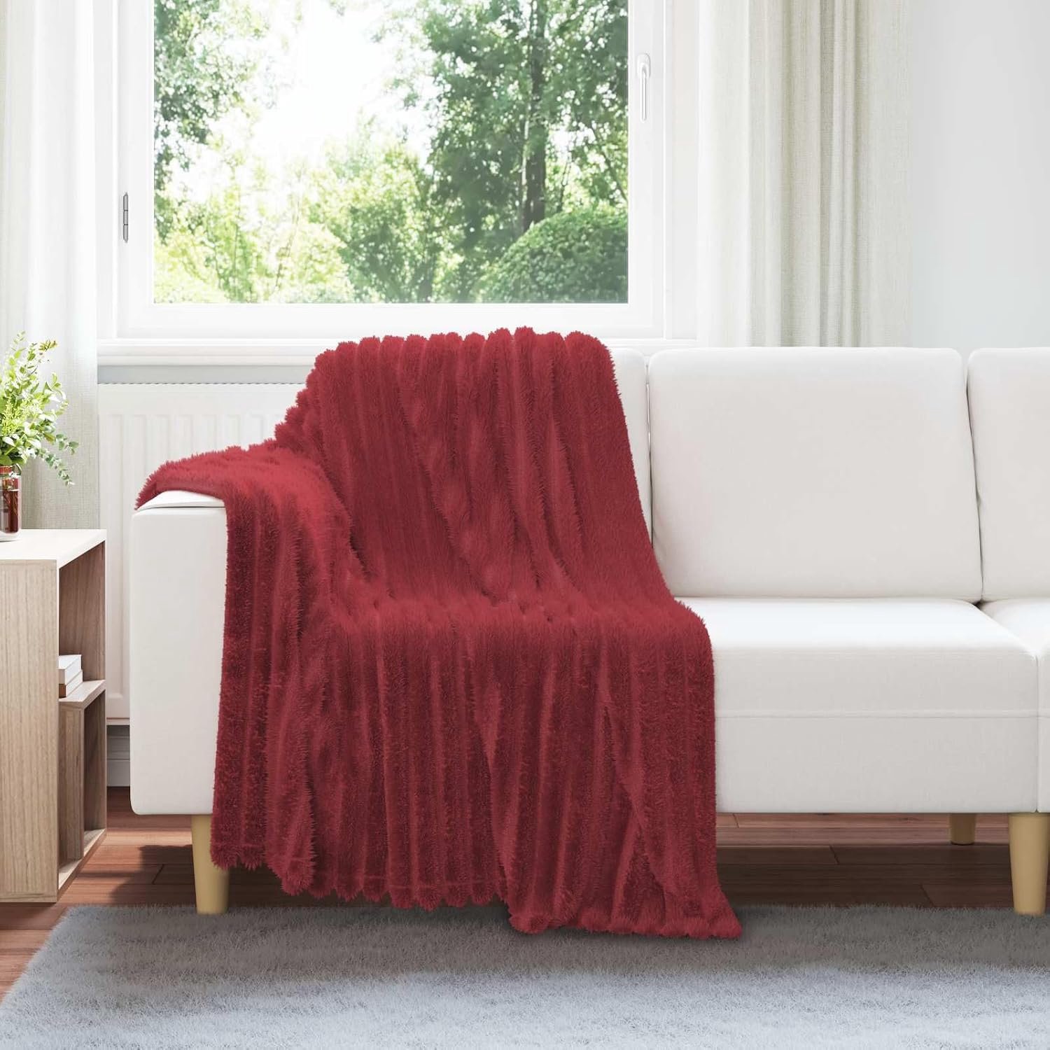 Bordeaux rood, fleece knuffeldeken 150 x 130 cm