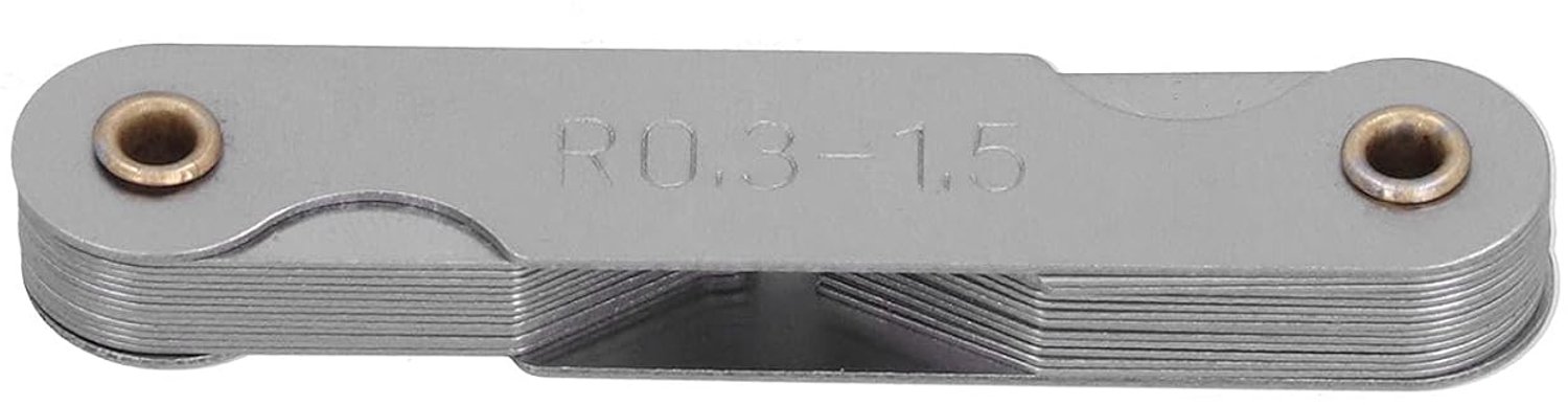 Schroefdraadmeter van roestvrij staal, metrisch en inch, meetinstrument met dubbele schaal voor mechanica, ingenieurs, hardware R0,3 tot 1,5 mm
