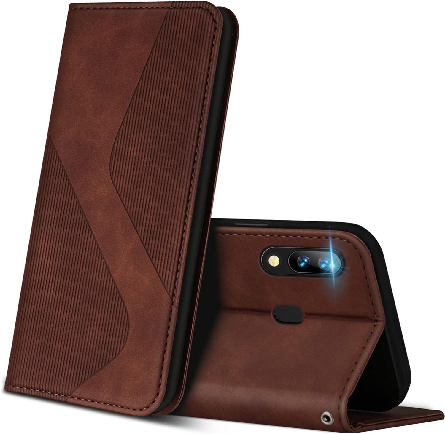 Hoesje voor Huawei P Smart 2019, PU Kunstleer Bookcase Telefoonhoesjes met [Kaartsleuven] [Stand], Flip Case Beschermhoesje voor Huawei P Smart 2019 (Bruin)