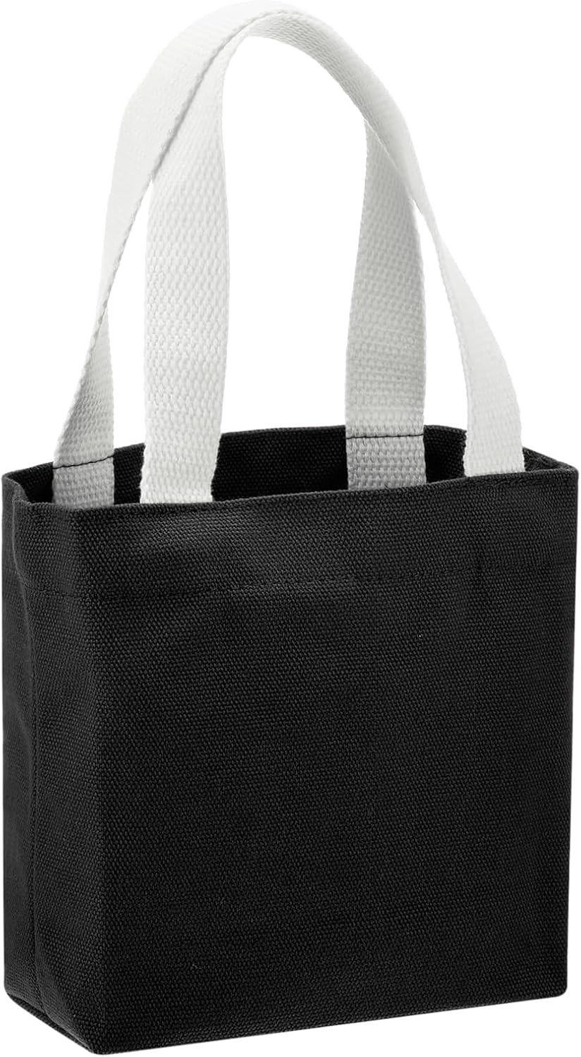 Kleine Boodschappentas - Zwart - 18 x 5 x 14 cm - Linnen Herbruikbare Tas met Comfortabel Handvat - Voor Dames