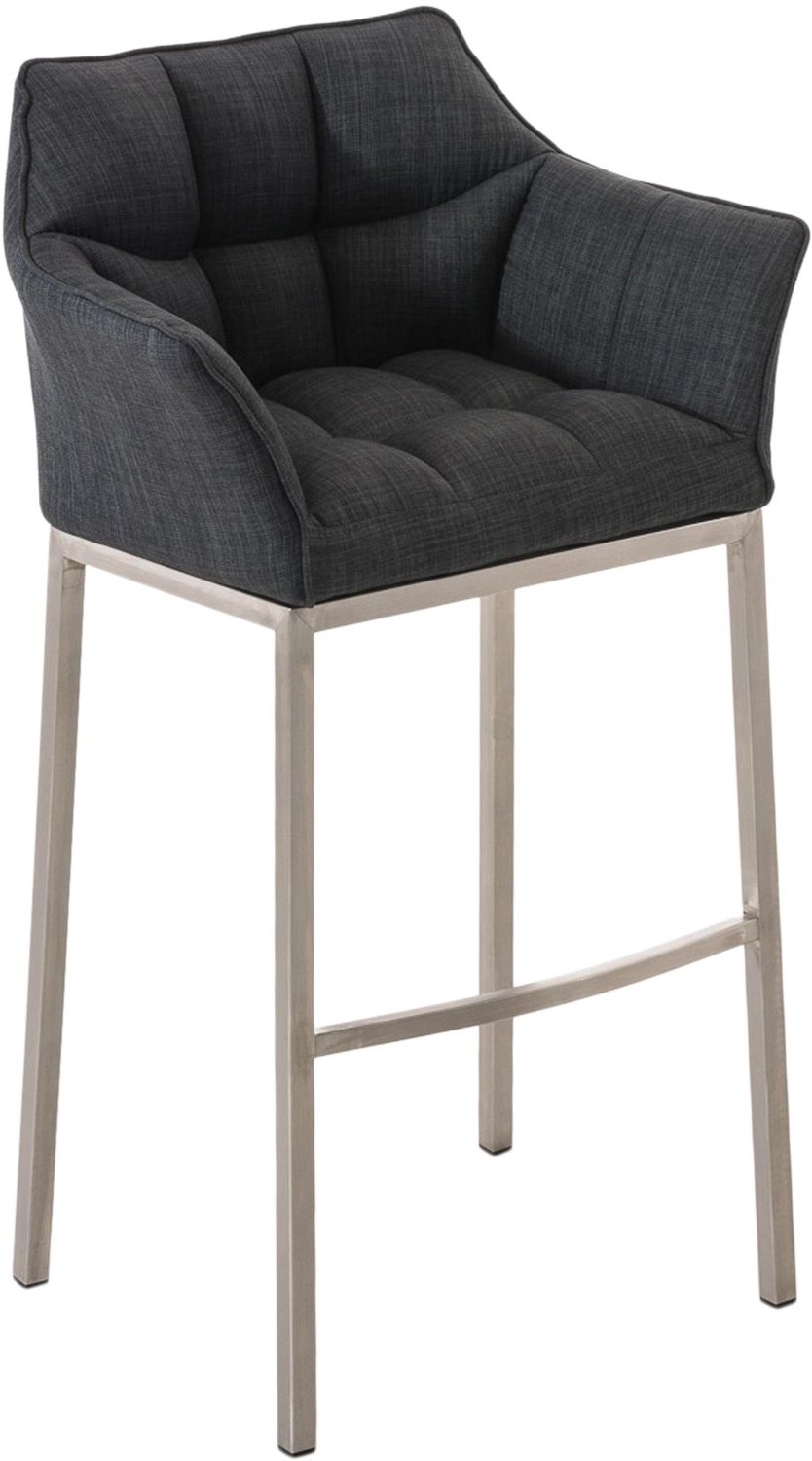 Luxe Comfort Barkruk - Stof - Donkergrijs roestvrij staal/donkergrijs