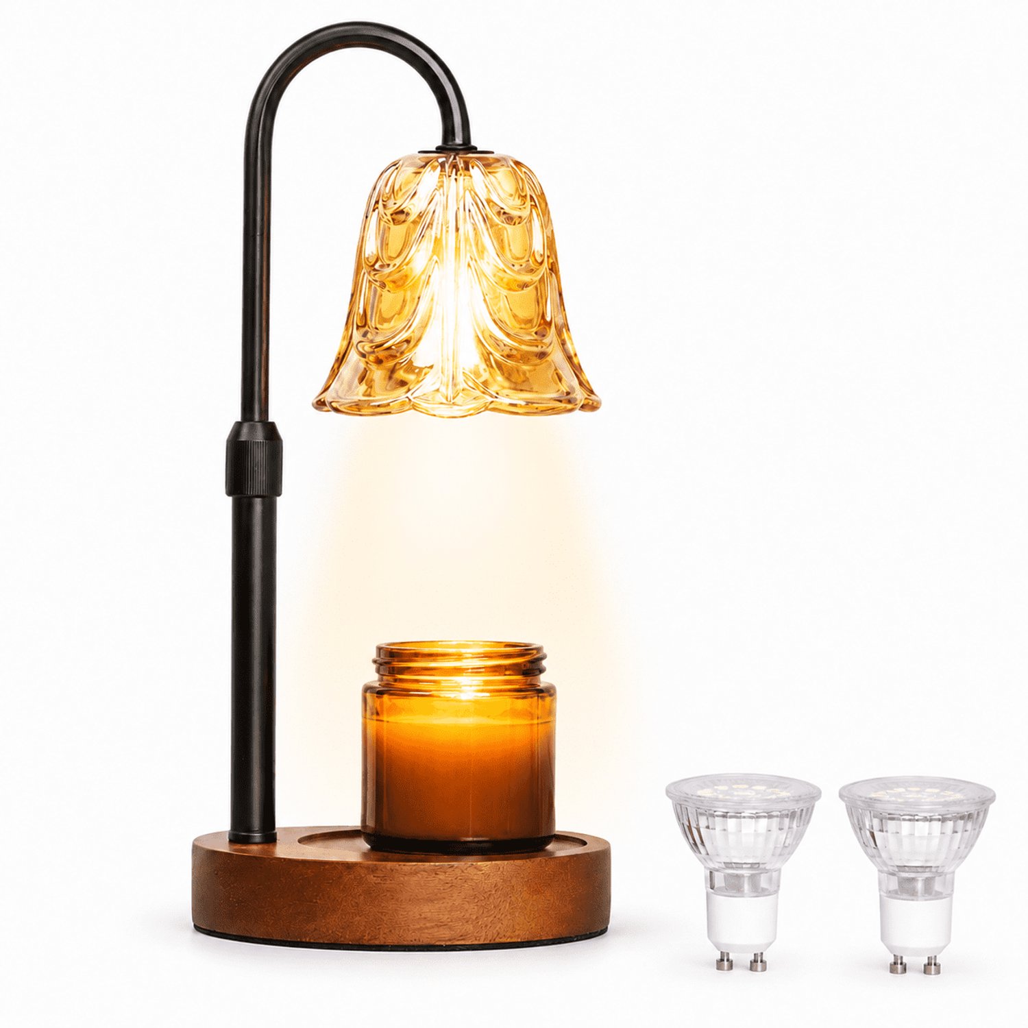 Tafellamp - Kaarsenwarmer Lamp met 2 Gloeilampen - Timer & Dimmer - In Hoogte Verstelbaar - Voor Potkaarsen - Geurlamp - 1 stuk