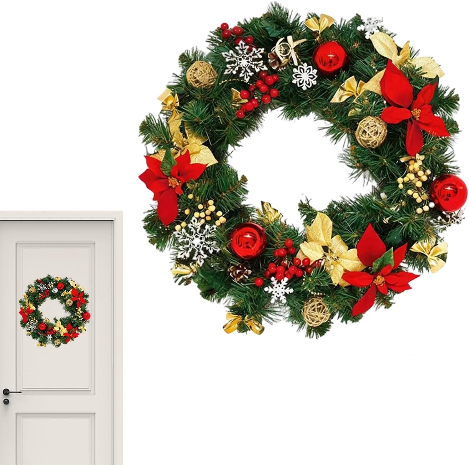 Raamstickers - Verwijderbare Muursticker Decoraties - Kerstkrans Muurklemmen, voor Feest Thuis Appartement Slaapkamer Keuken Badkamer Klaslokaal Winkel Deur Winter