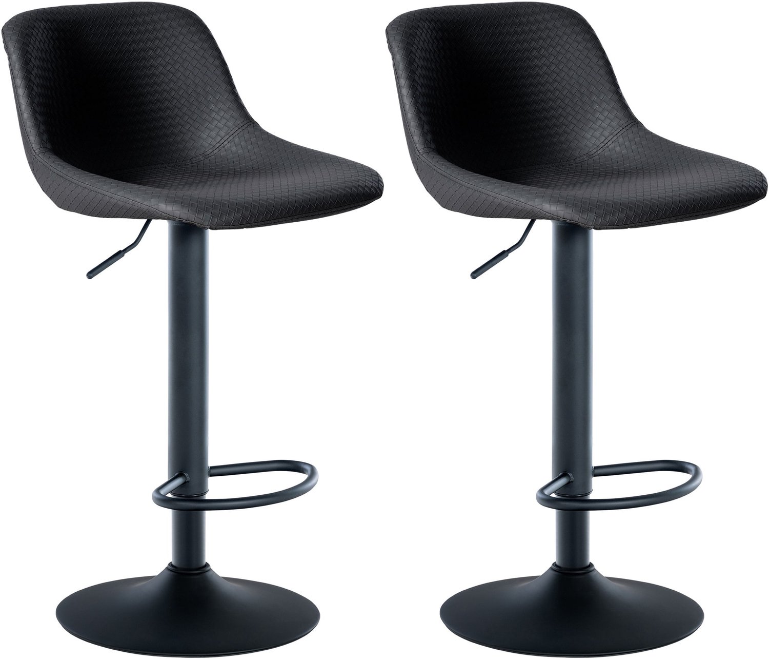 Luxe Comfort Barkruk - Set van 2 - Verstelbaar - Kunstleer - Zwart zwart/zwart