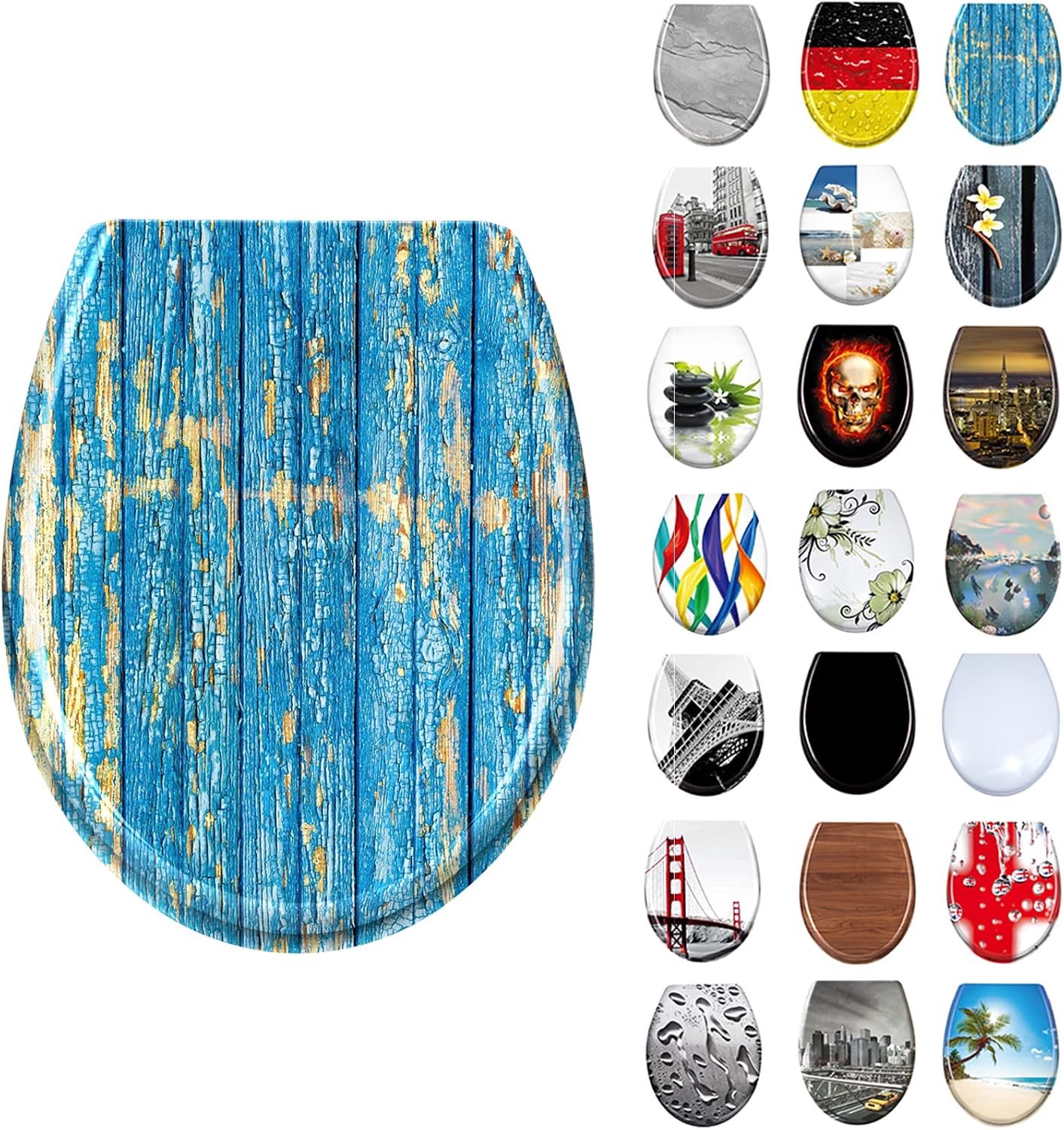 Wc-bril met softclosemechanisme, van Duroplast en roestvrij staal, antistatisch, antibacterieel, gemakkelijk te reinigen, afneembaar, voor de meeste toiletdeksels, hangende toiletten, 45 x 38