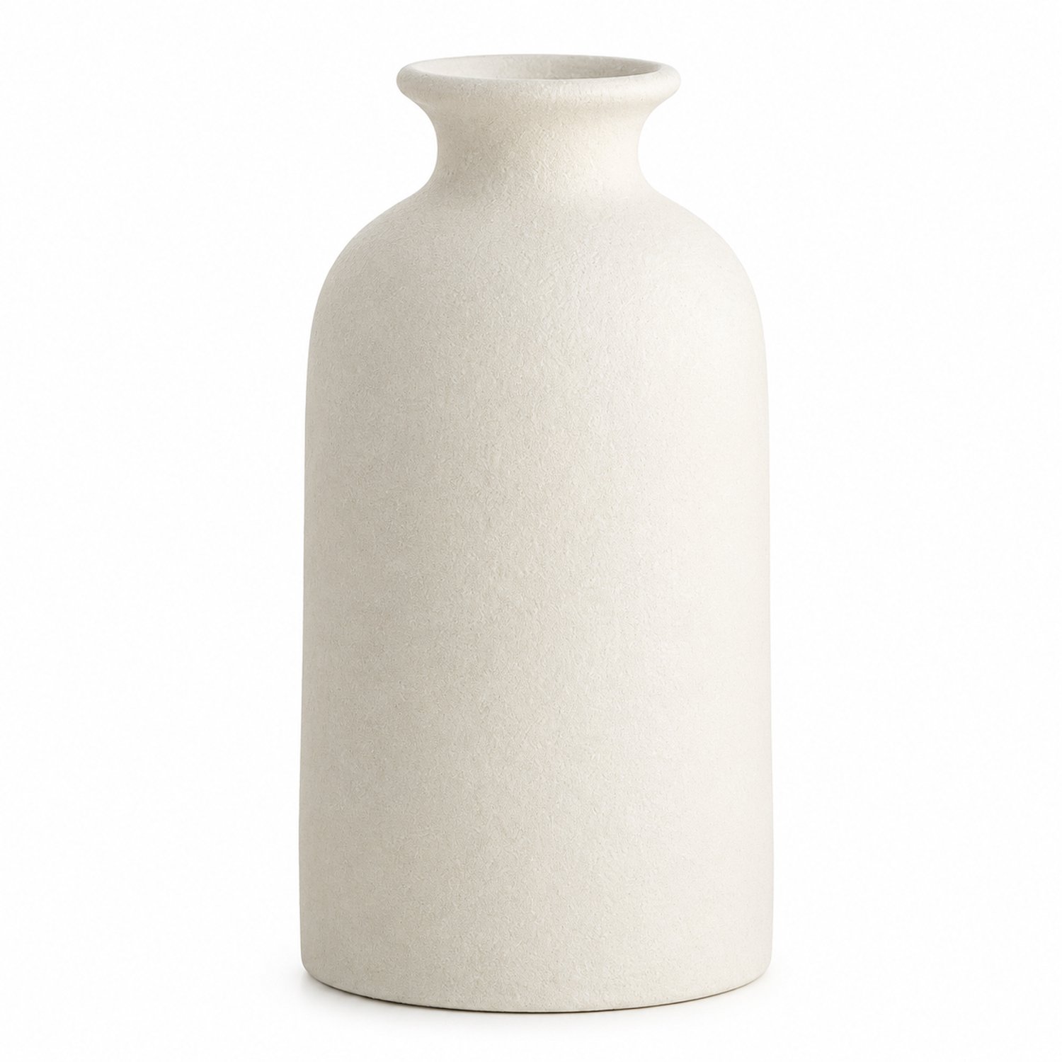 SWGOTA Matwitte keramische vaas, klein, 12.8 cm hoog en 7 cm breed, met smalle hals en uitlopende rand, voor kunstbloemen
