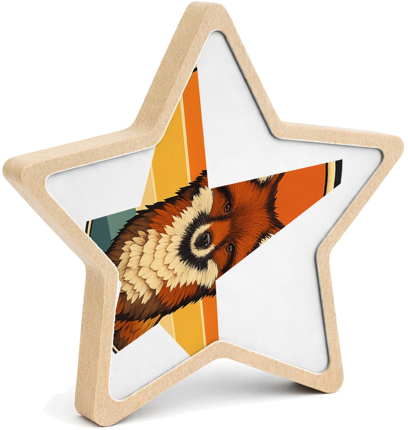 Mr Cadeautjes MDF fotolijst ster 14 x 13,5 - design Een trotse vos op een ronde achtergrond met zonsondergangban | cadeau Wit