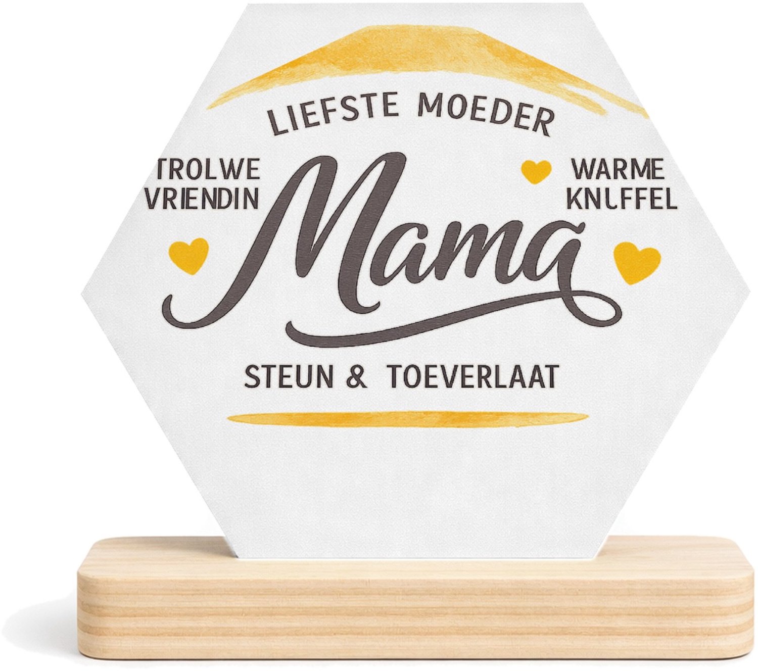 Mr Cadeautjes MDF fotolijst/inleg hexagon 14 x 13 - design Een warme, persoonlijke typografische print met een opvallen | cadeau Wit