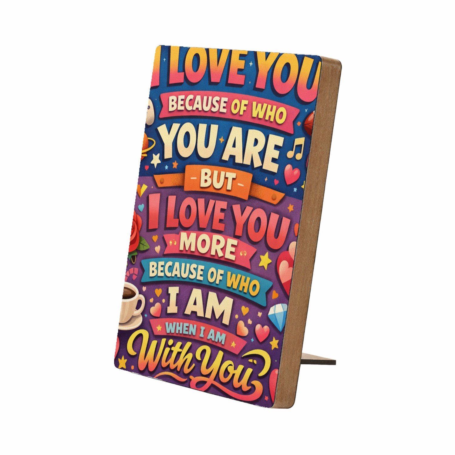 Mr Cadeautjes Glasframe/MDF 12,7 x 17,8 - design Him / her quote design | cadeau Wit