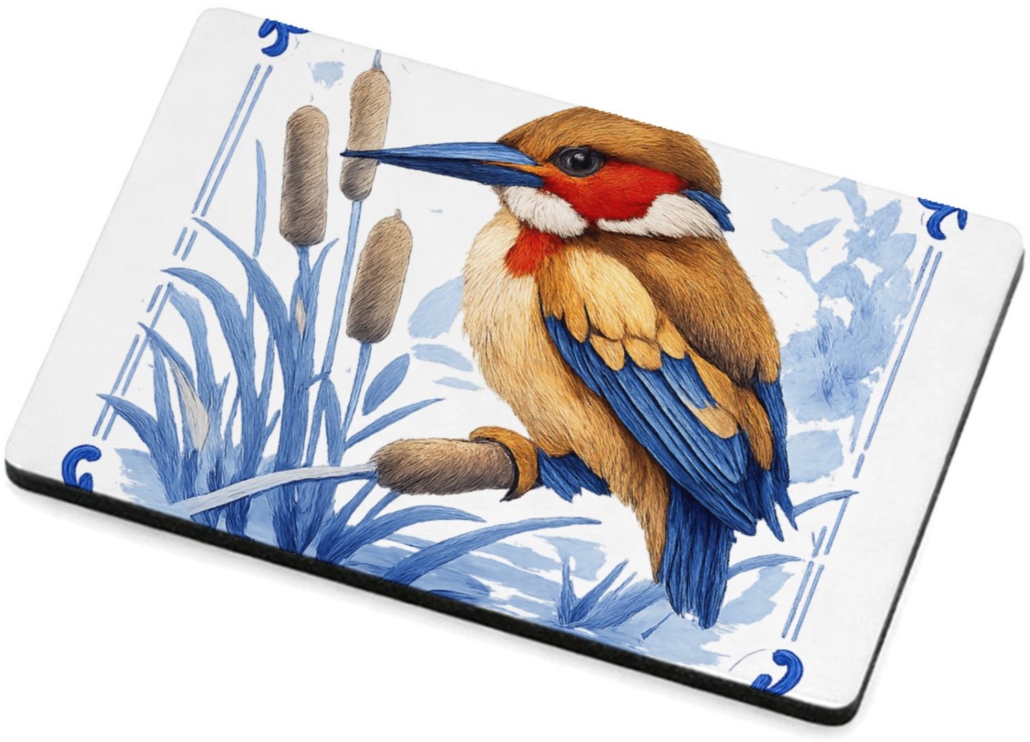 Mr Cadeautjes MDF magnetische fotolijst 7,5 x 5 - design Elegante zeedier-illustratie met porseleinen rand | cadeau Wit