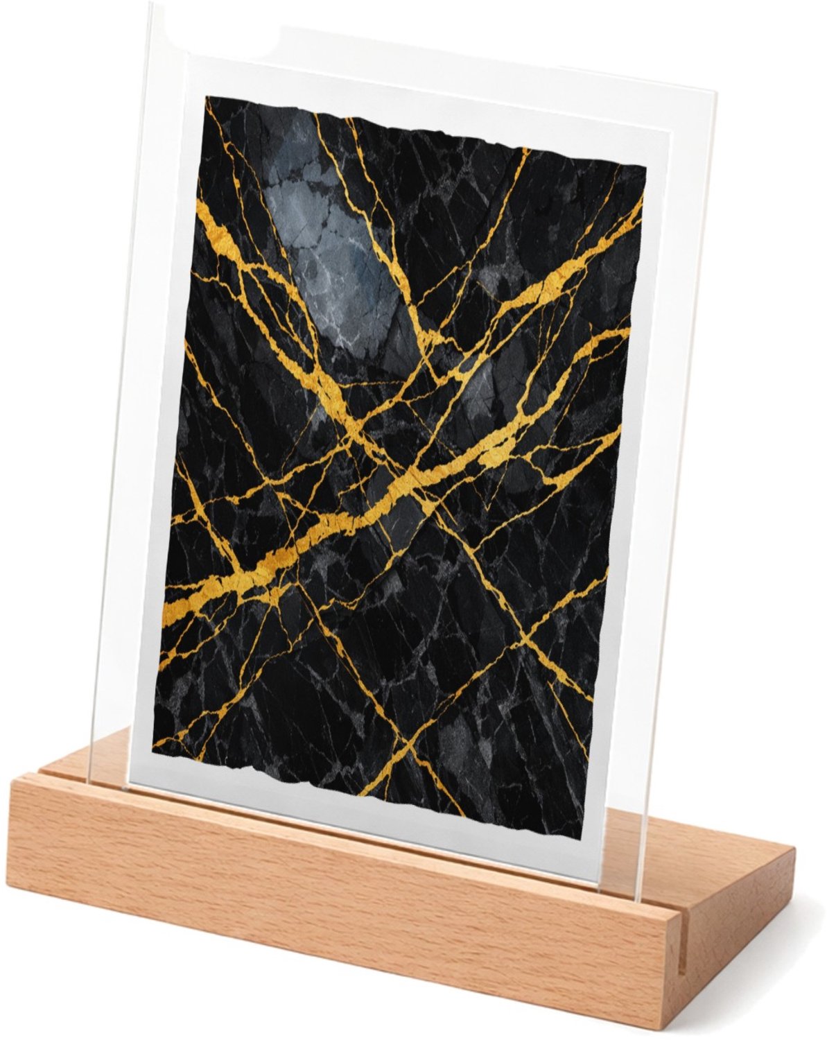 Mr Cadeautjes Glasframe met vaste tekst - design Luxe nachtelijke steentextuur met subtiele botanische glans | cadeau Wit