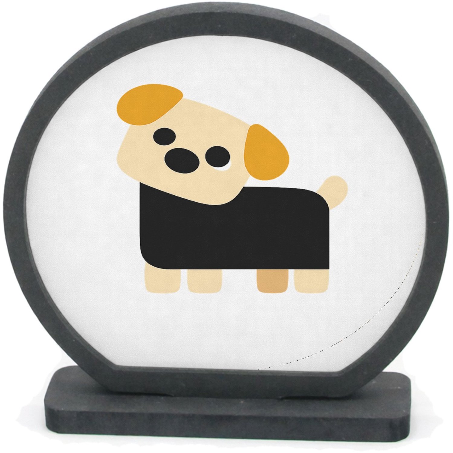 Mr Cadeautjes Houten fotolijst rond met MDF inleg - design Minimalistische hond met eigenwijze blik | cadeau Wit
