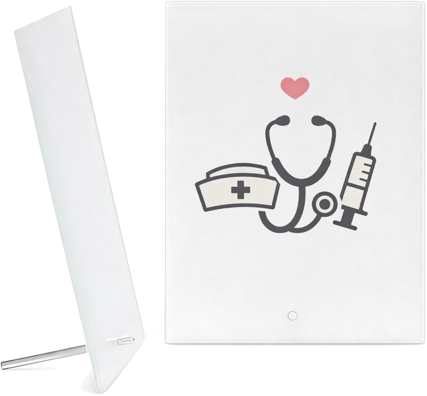 Mr Cadeautjes Glazen fotopaneel Minimalistische waarderingsprint voor een andere zorg- of on - 15 x 20 cm, staand - glas, decoratie, wanddecoratie | cadeau Wit