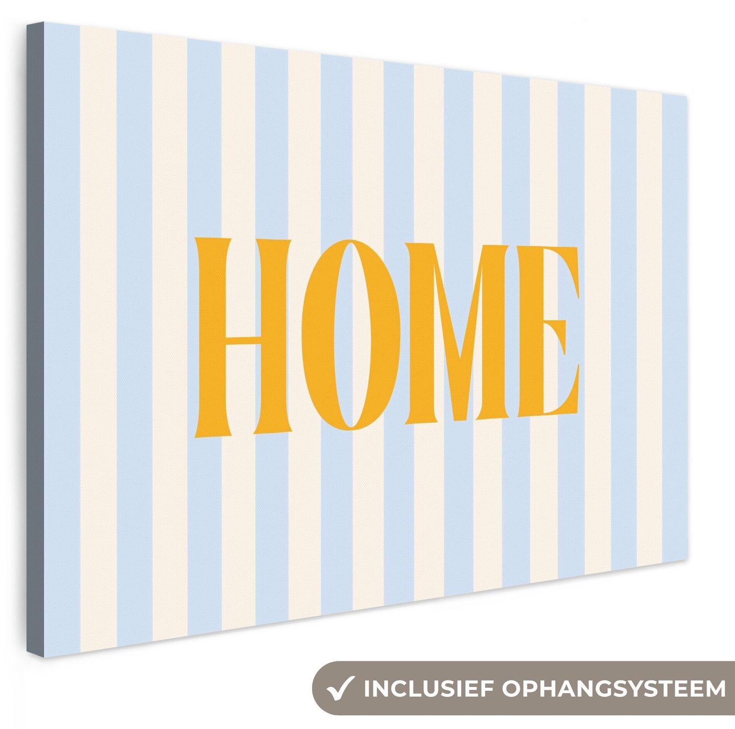 Canvas schilderij 120x80 cm - Exclusieve wanddecoratie Oranje - Blauw - Strepen - Home - Muurdecoratie woonkamer - Slaapkamer decoratie - Kamer accessoires - Schilderijen op canvas groot XXL
