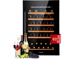 Klarstein Wijnkoeler Vinsider 52 Built-in Uno Inbouw wijnkoelkast - 52 Flessen - 137 Liter - Roestvrij staal - Zwart - Touch Houten Schappen - RVS - Wine Cooler Wine Fridge Wijnklimaatkast Wijnkast