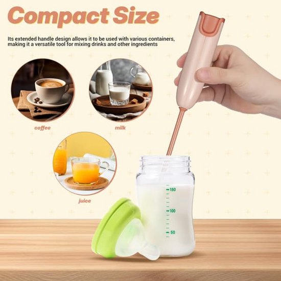 Draagbare elektrische handmixer geschikt voor babyvoeding met verlengde handgreep - snel en eenvoudig te gebruiken - geschikt voor melkbereiding en dranken — afbeelding 5