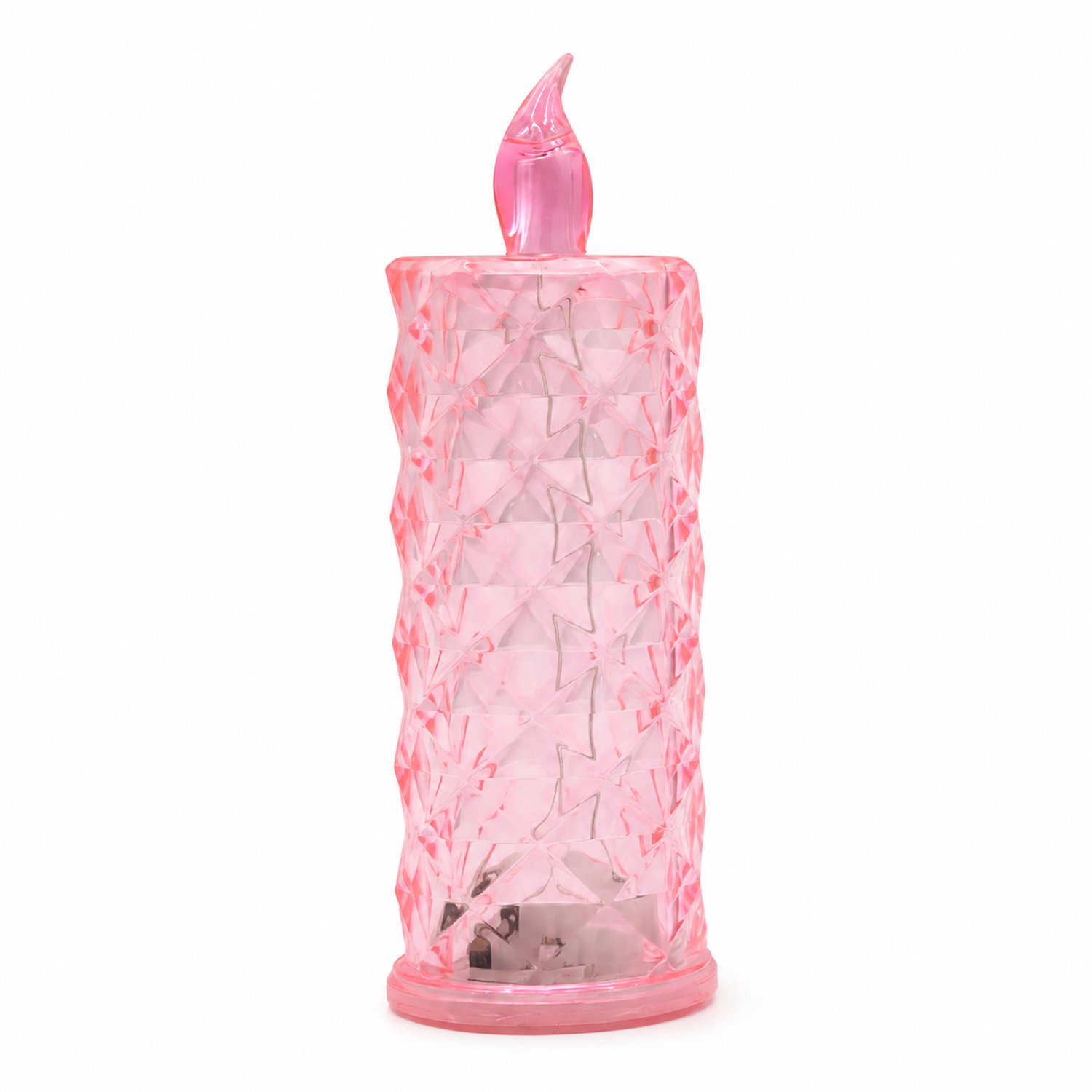 SWGOTA led kaarsen: roze elektronische kaarslamp, 5,3 x 15,5 cm, klein formaat zonder bodem, vlamvormige top, in kleurendoos