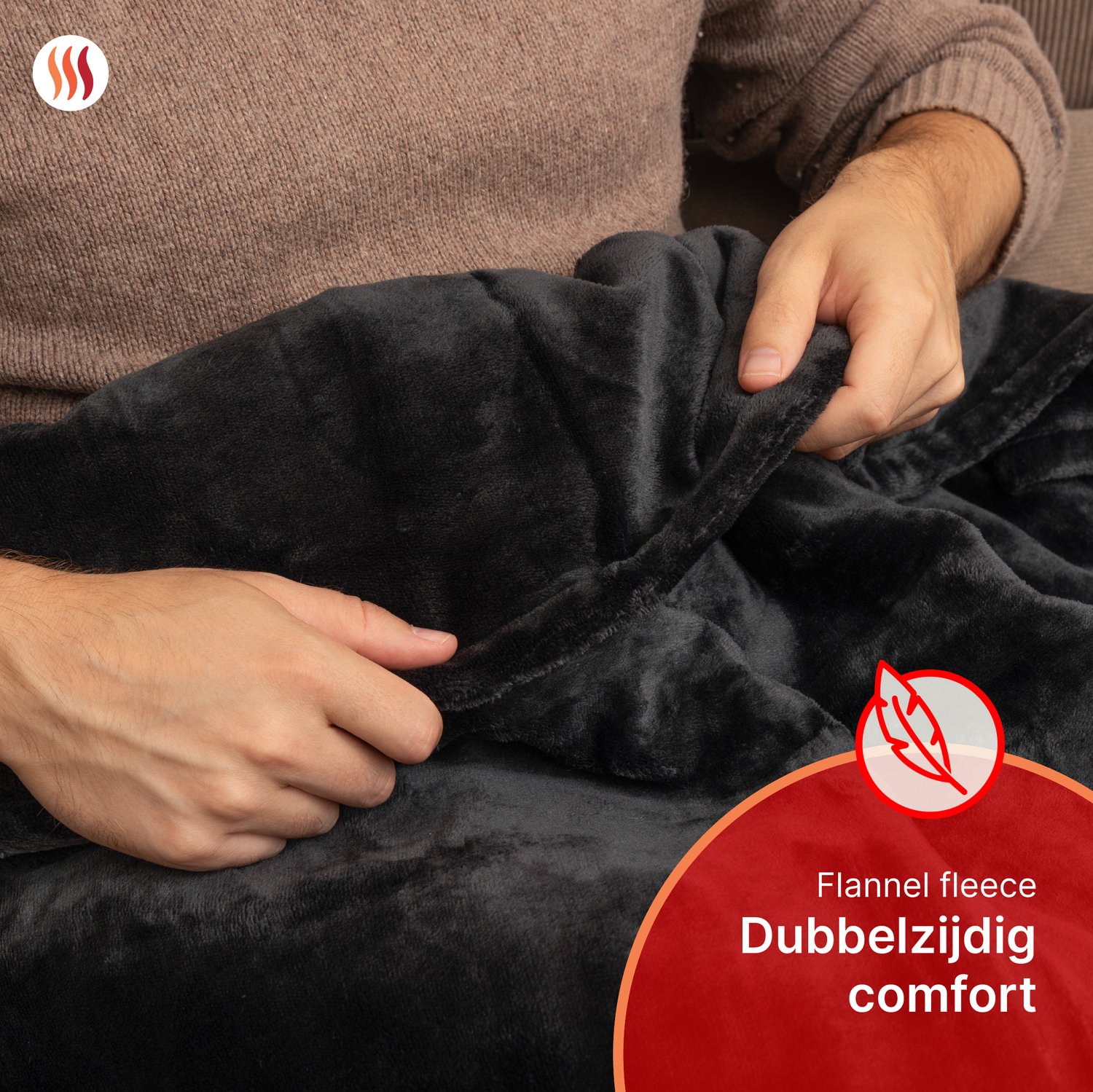 Seranova Elektrische Deken - 180x160 cm - 2 Persoons Warmtedeken - Dubbelzijdig Fleece - Knuffeldeken - Antraciet Grijs – foto 3
