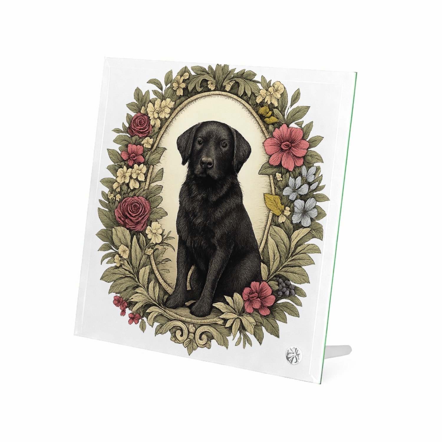 Mr Cadeautjes Glasframe 20 x 20 - design Een kat als rustige hoofdfiguur in een decoratief kader van | cadeau Wit