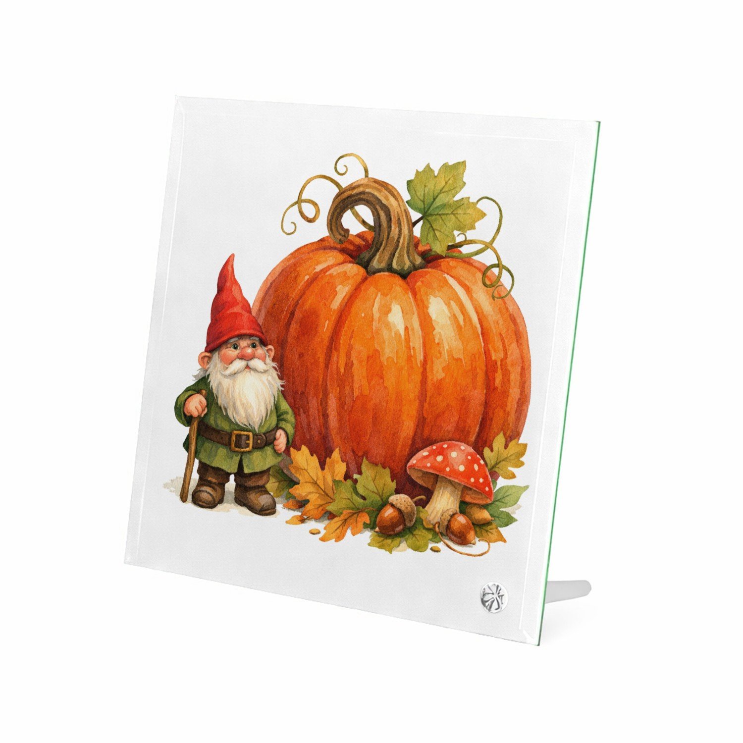 Mr Cadeautjes Glasframe 20 x 20 - design Een kleine tuinfee met een enorme zonnebloem als seizoenssym | cadeau Wit