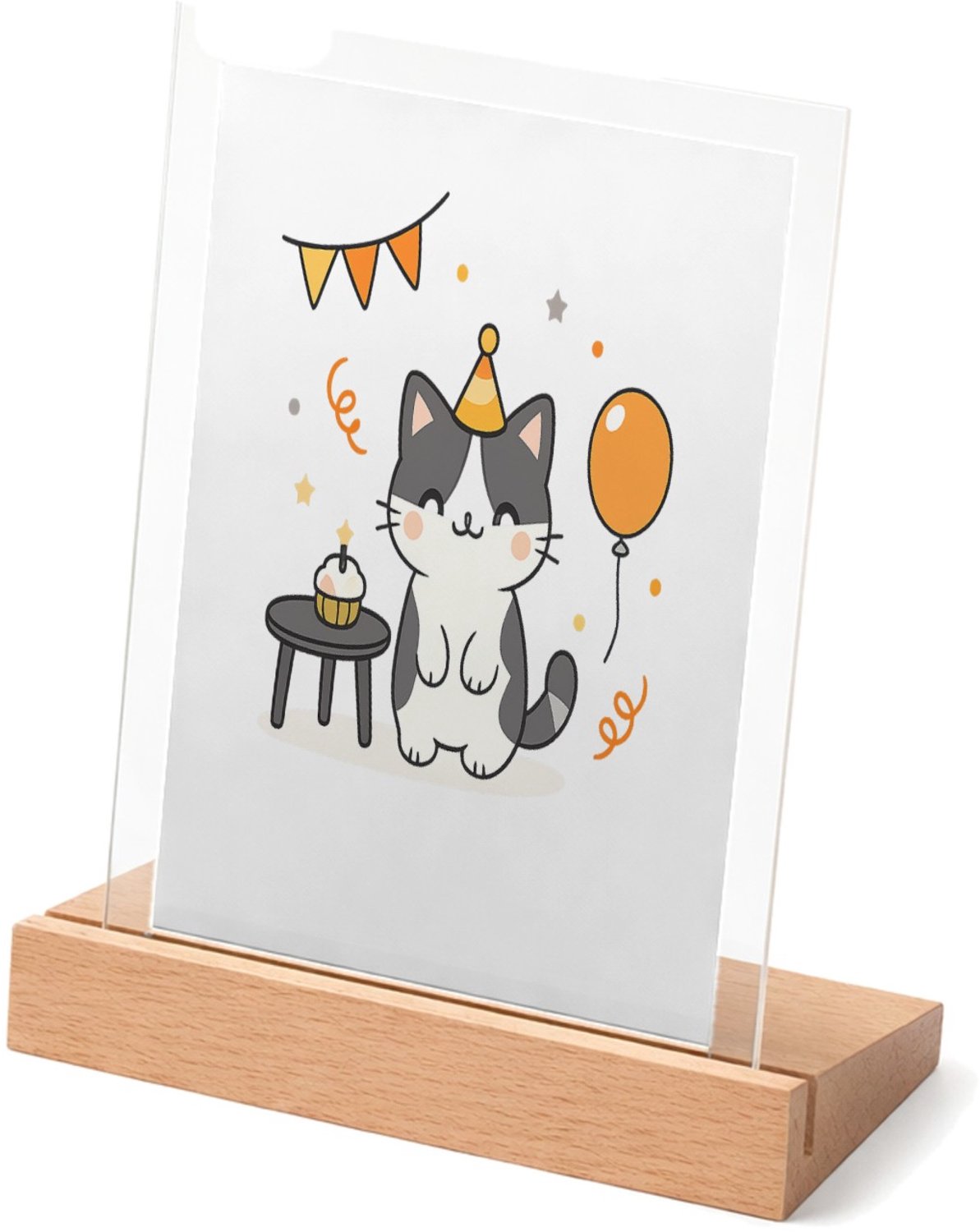 Mr Cadeautjes Glasframe met vaste tekst - design Een minimalistische verjaardagsillustratie met een hond die | cadeau Wit