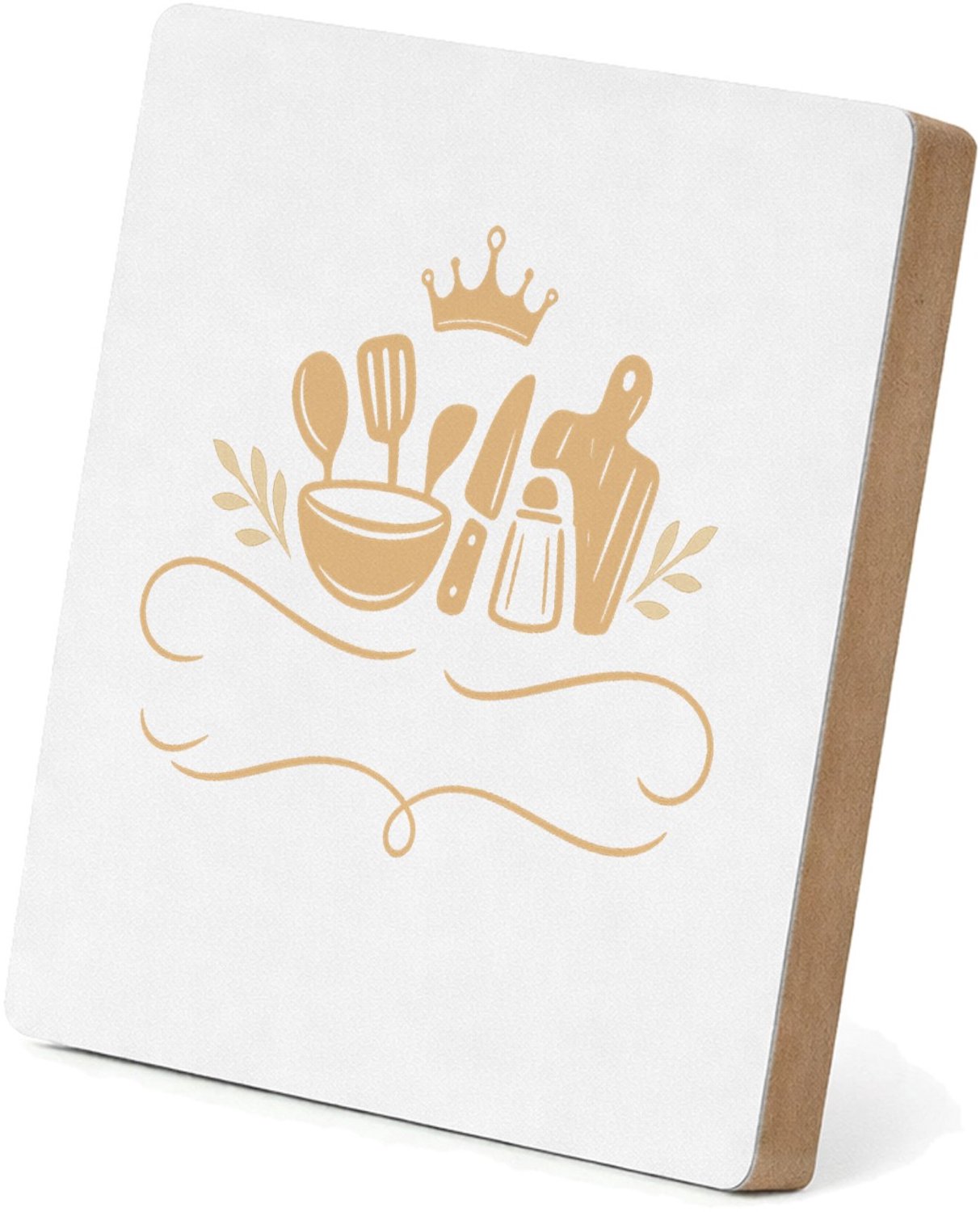 Mr Cadeautjes MDF staande fotolijst 15,2 x 15,2 - design Een elegante, humoristische keukenprint met een zelfverzeker | cadeau Wit