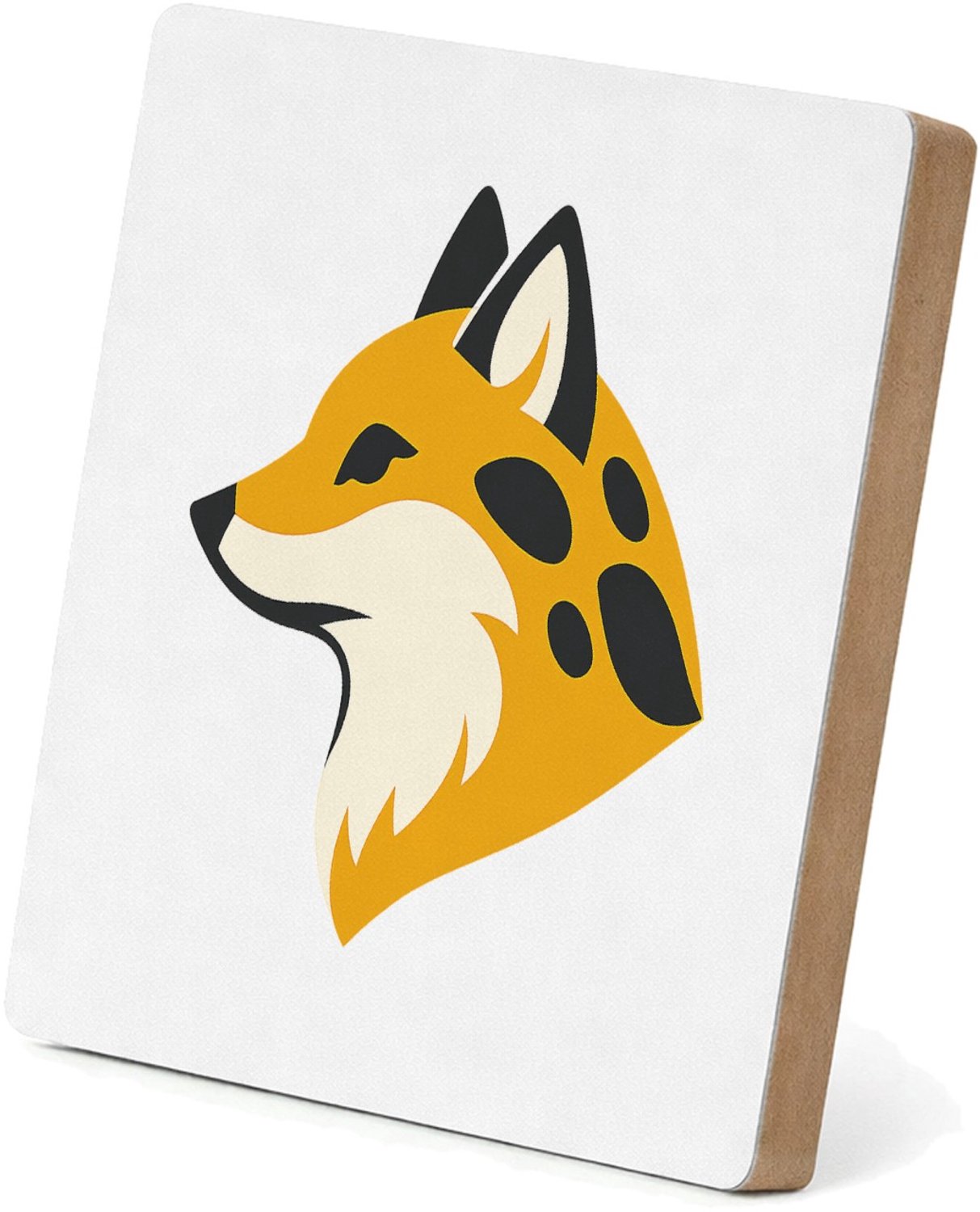 Mr Cadeautjes MDF staande fotolijst 15,2 x 15,2 - design Een set van vier decoratieve panelen met een gestileerde vos | cadeau Wit