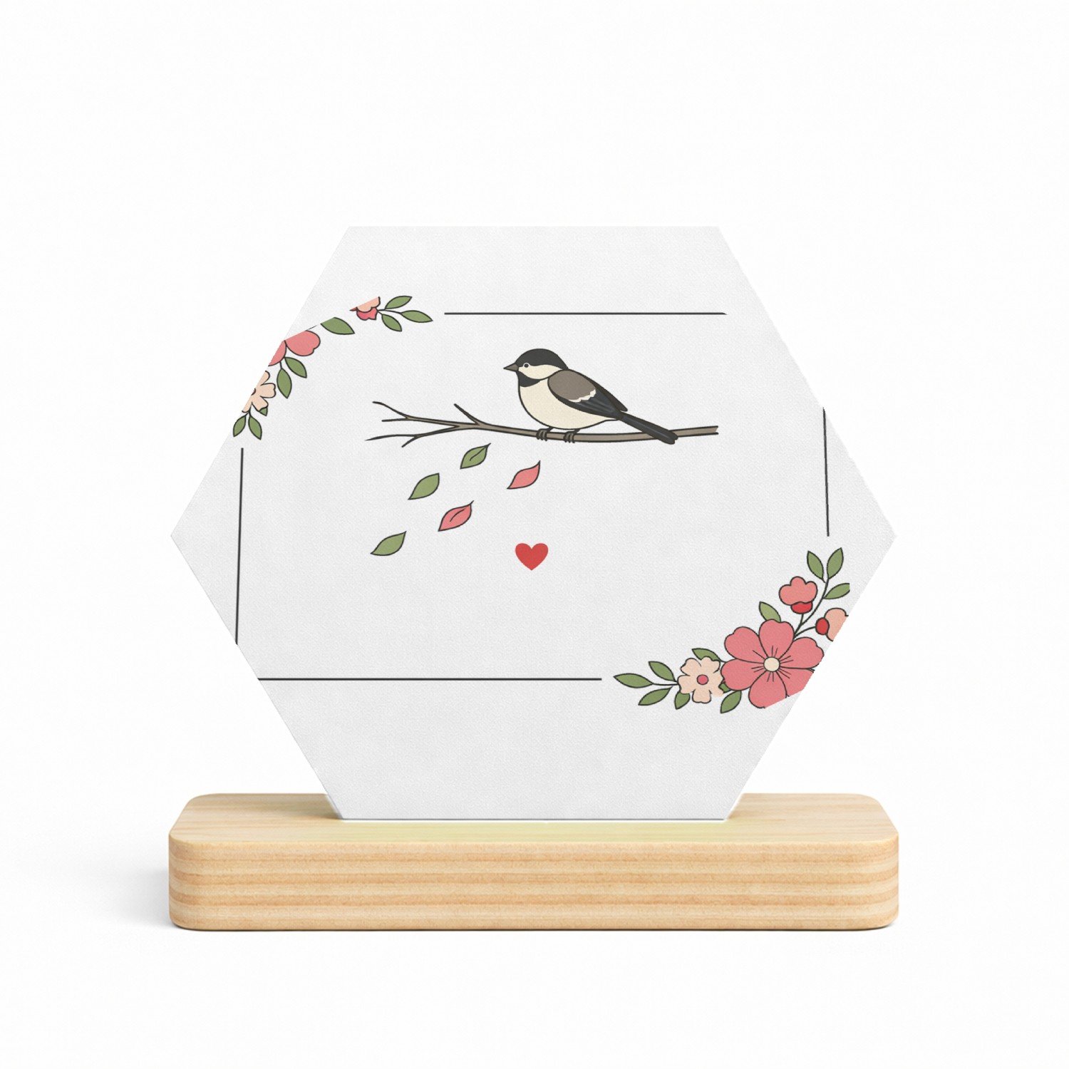 Mr Cadeautjes MDF fotolijst/inleg hexagon 14 x 13 - design Een minimalistisch herinneringsontwerp met een stil natuurta | cadeau Wit