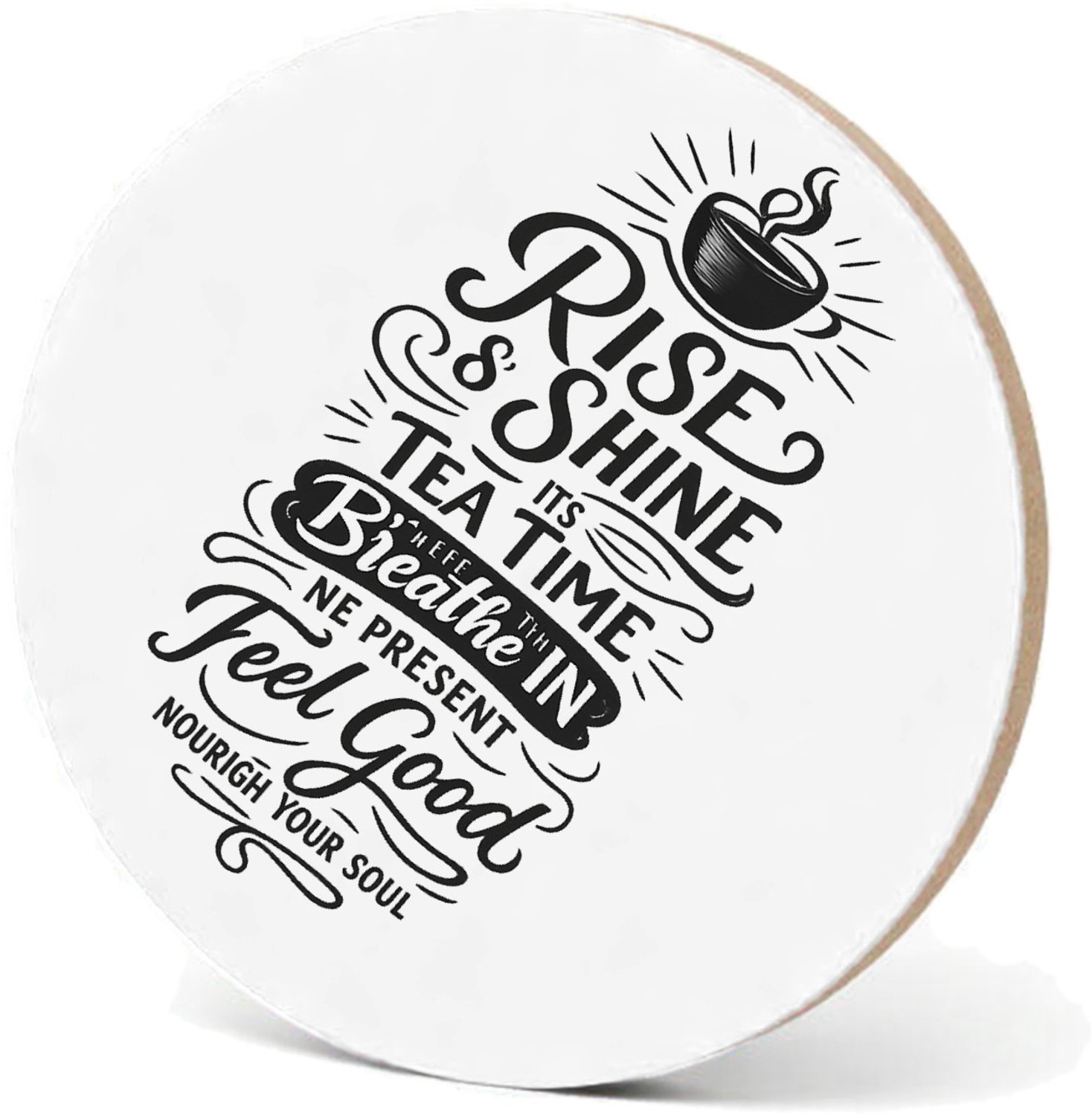 Mr Cadeautjes MDF fotolijst - design Een ochtendthema met een warme drank en een positieve boodsc | cadeau Wit