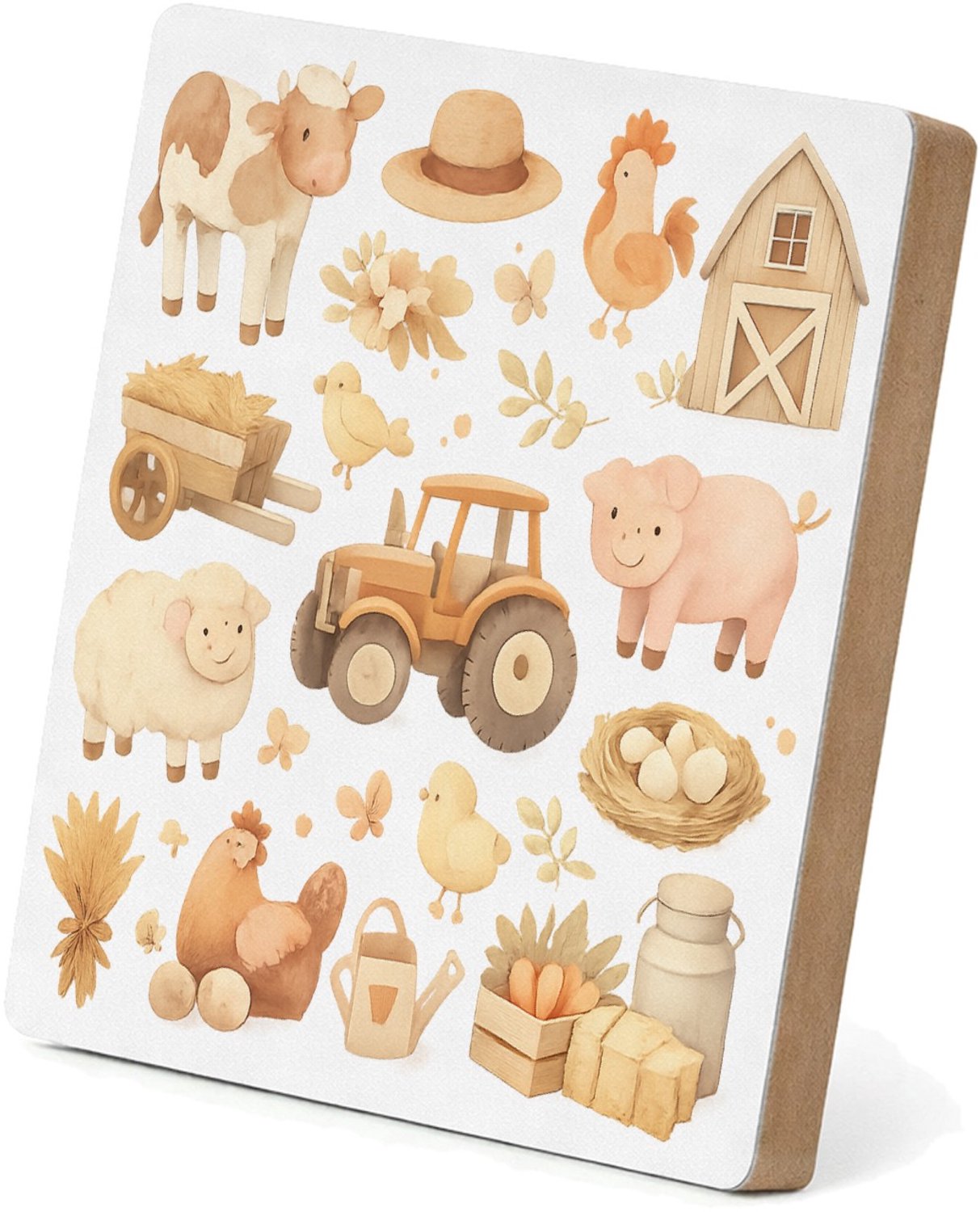 Mr Cadeautjes MDF staande fotolijst 15,2 x 15,2 - design Bosalfabet met dieren en planten in een zachte aquarelstijl | cadeau Wit