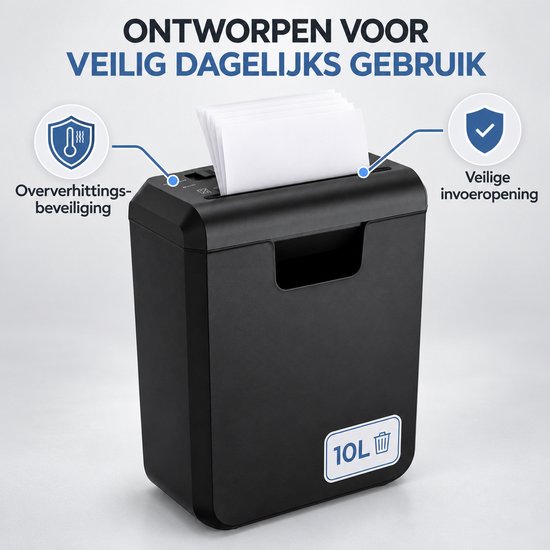 Papierversnipperaar – 10L – 5 A4 vellen – Creditcard Vernietiger – Zwart