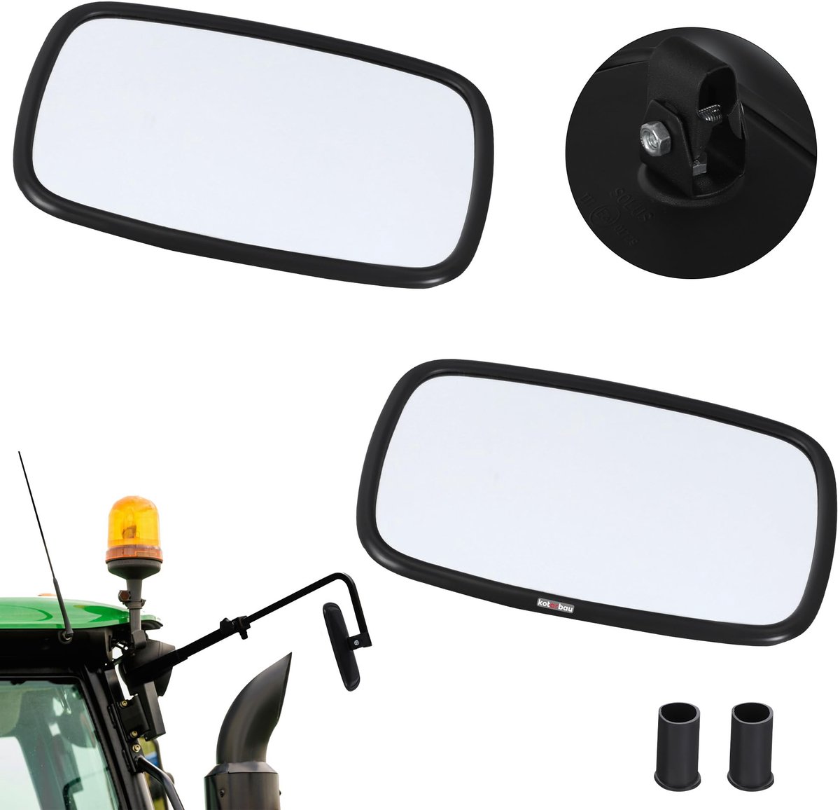 KOTARBAU® Tractor Spiegel - Buitenspiegel Tractor 23 x 14,5 cm 2 st. Spiegel Tractor - Buitenspiegel voor Tractor - Links/Rechts - Tractorspiegel met Houder voor ⌀ Spiegelarm 10 mm - PVC