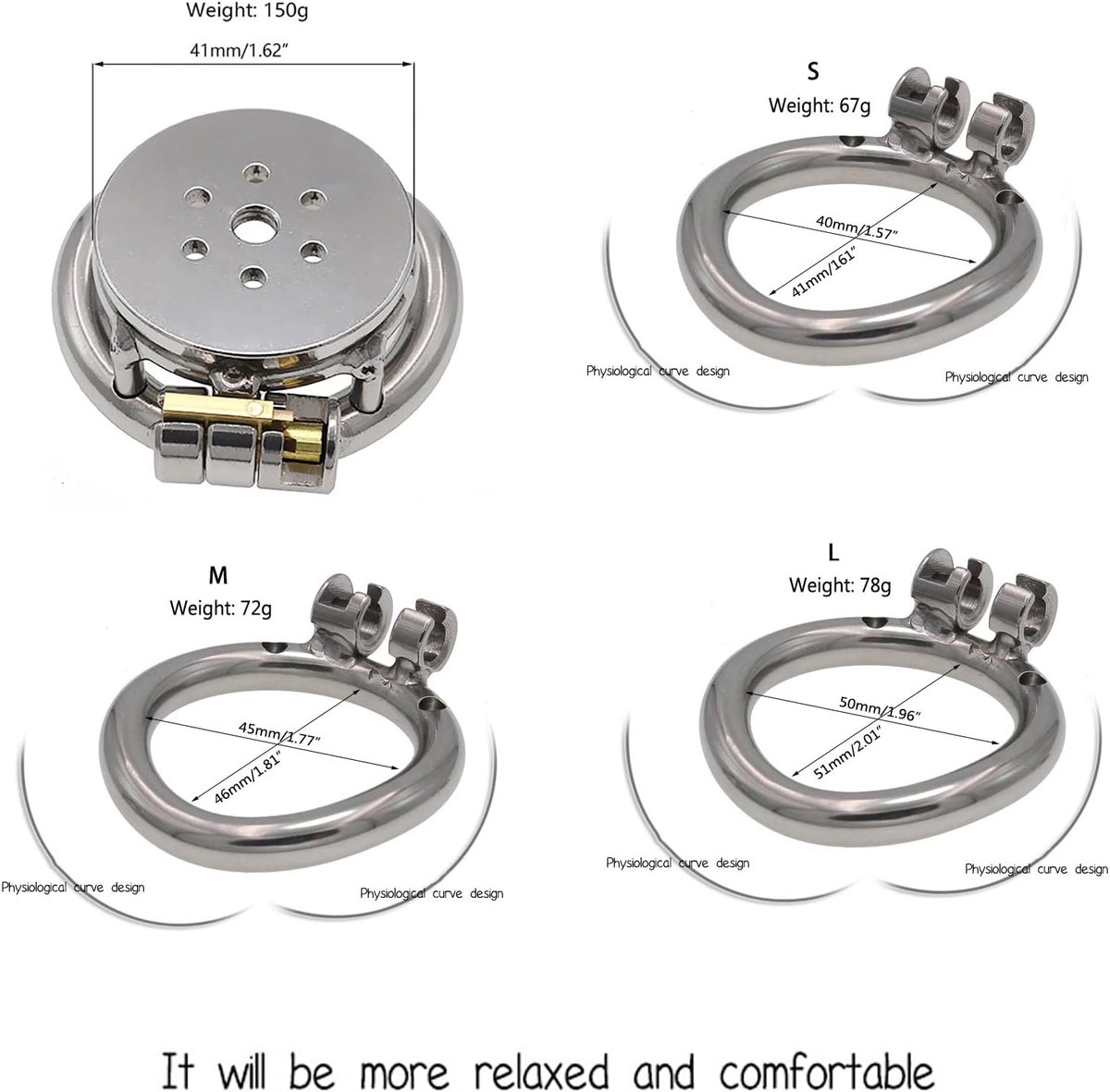 Chastity Cage Metal Male Chastity Device Cock Cage with Dark Lock Design BDSM Bondage Penis Cage Sex Toys for Couples (L) — cadeau in Cadeau-ideeën - foto 8