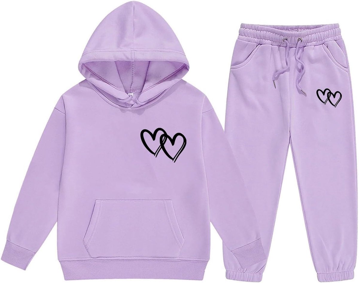 2-delige set voor meisjes, trui met korte mouwen en joggingbroek, regenboogprint, zacht materiaal, schattig, herfst, zachte kleding, cadeau voor kleine meisjes, A293
