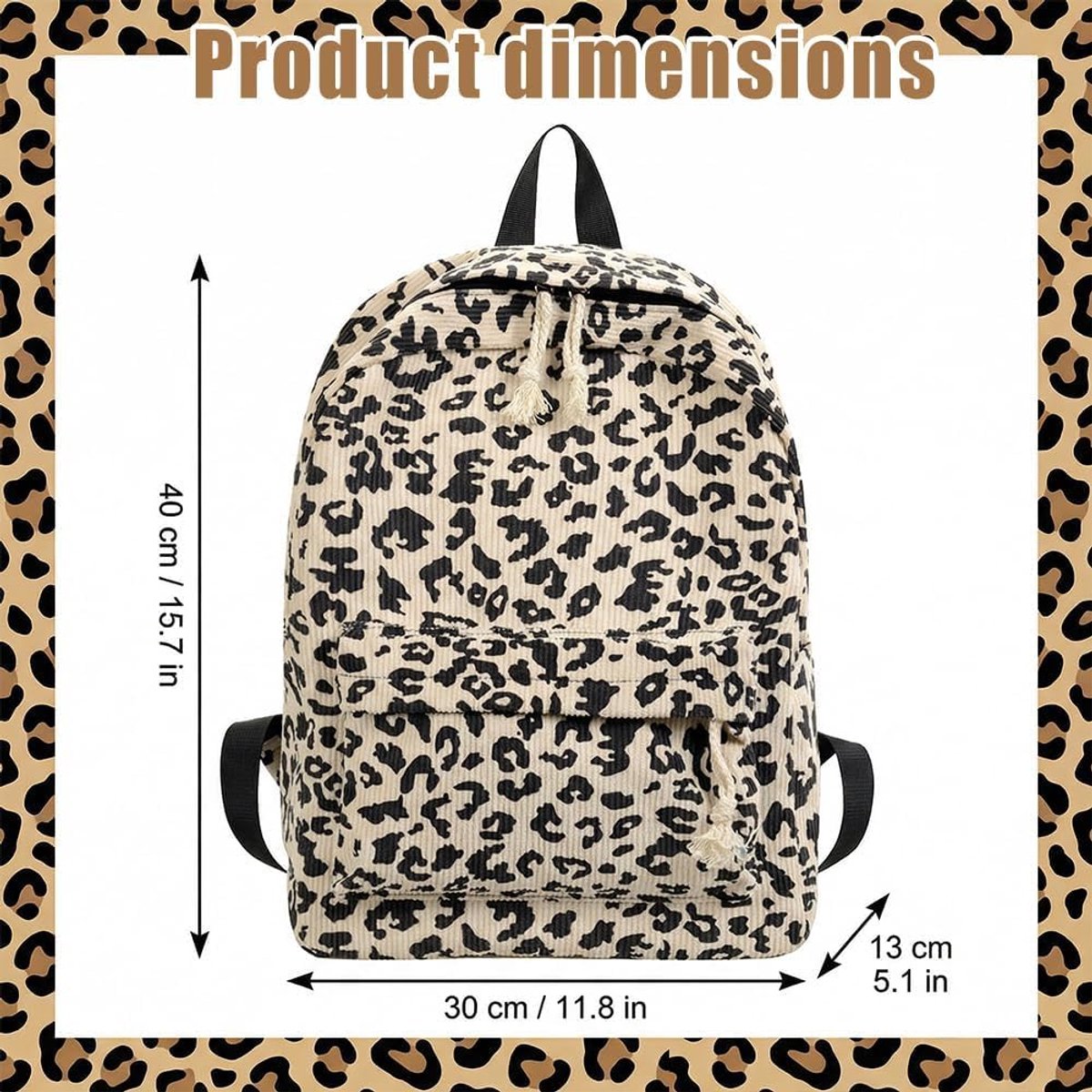Rugzak met luipaardprint, luipaardprint schoolrugzak, schooltas, jongens, studenten, boekentas, stijlvolle schooltas, gepersonaliseerde reisschoudertas (Beige)