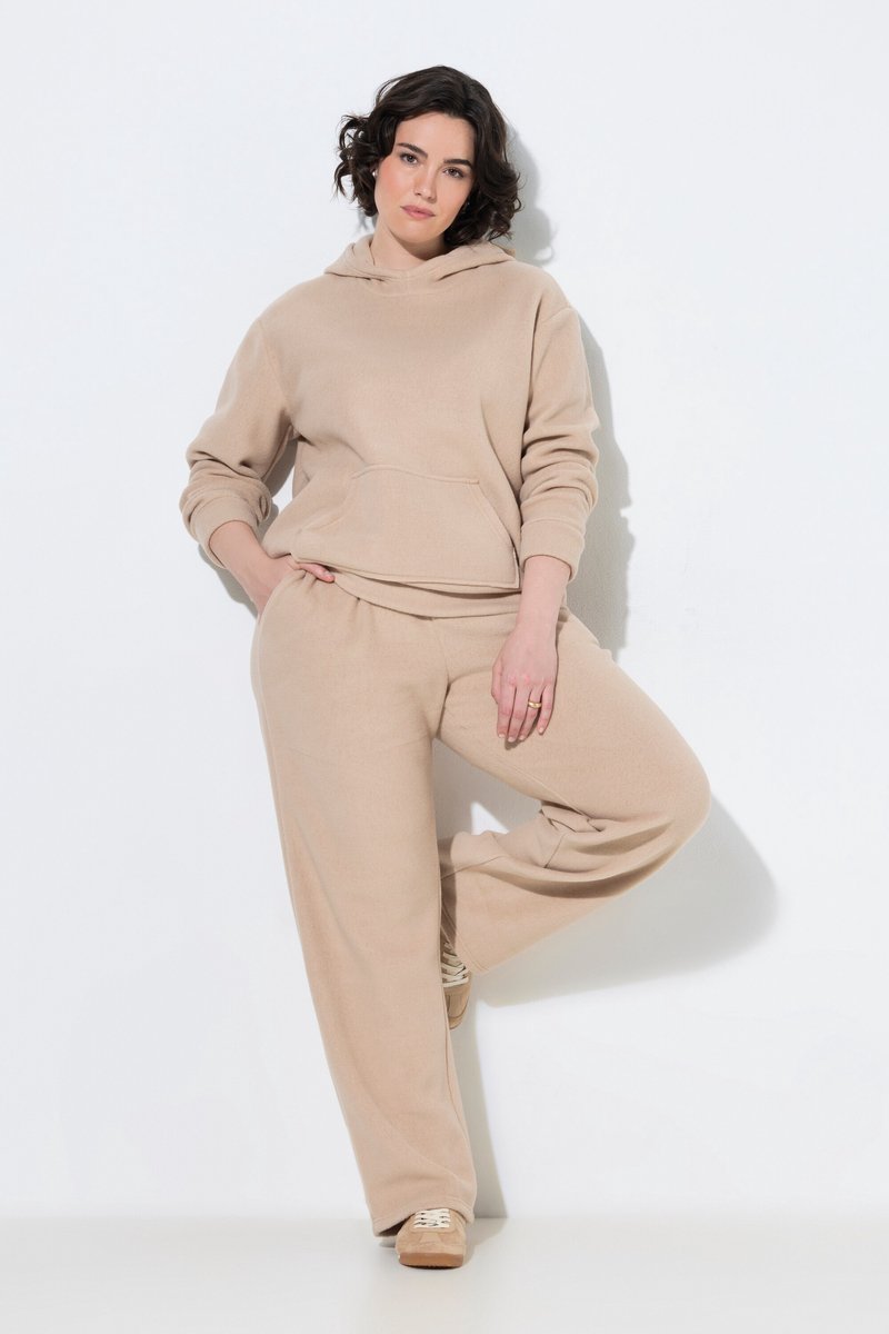 Ulla Popken - Dames - Broek Rose wijde rechte pijpen elastische tailleband - Lichtbruin - Maat 62+