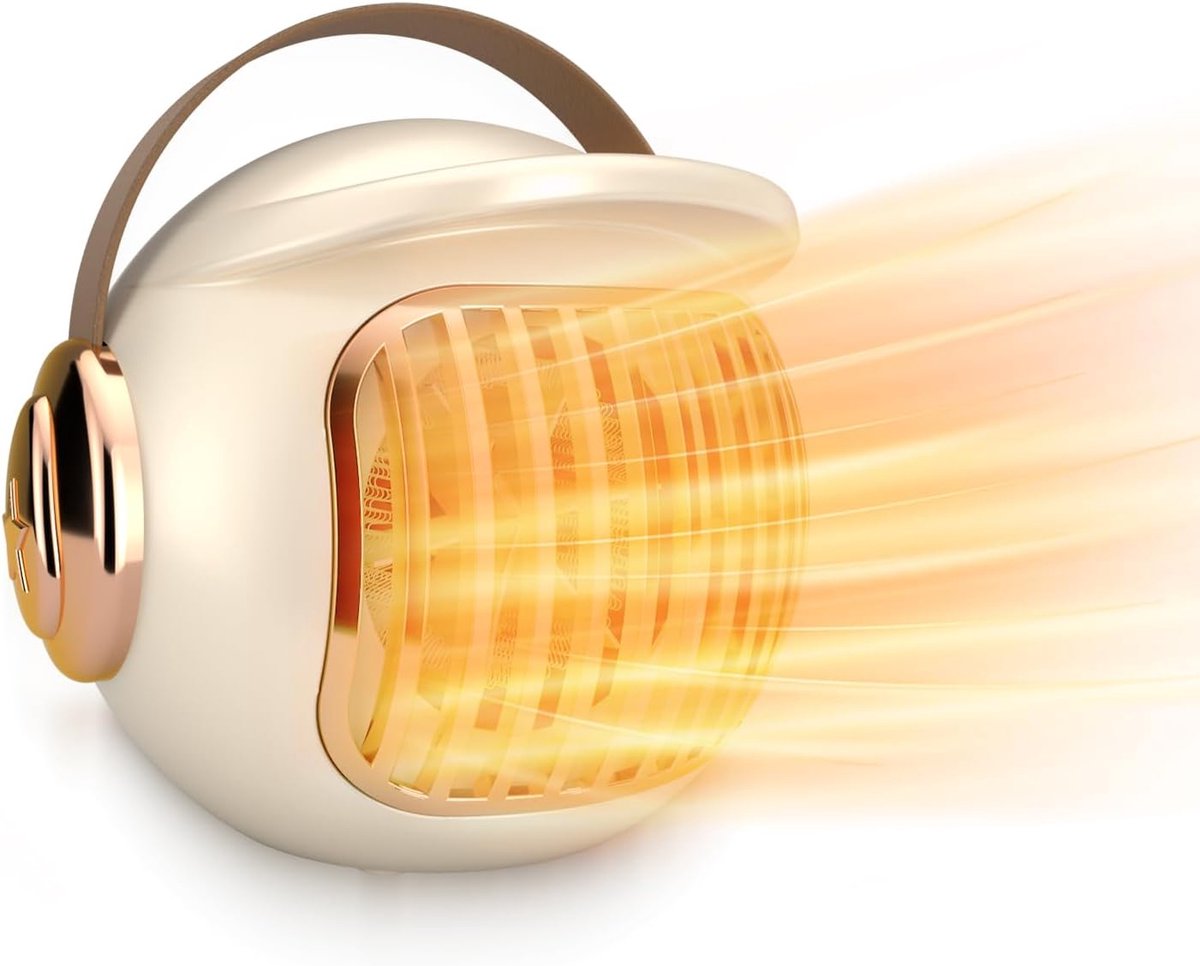 Draagbare kachel, 400W mini-kachel, geschikt voor bureaus en kamperen (binnengebruik), geschikt voor anti-kantelbeveiliging, lichtgewicht (gebroken wit).