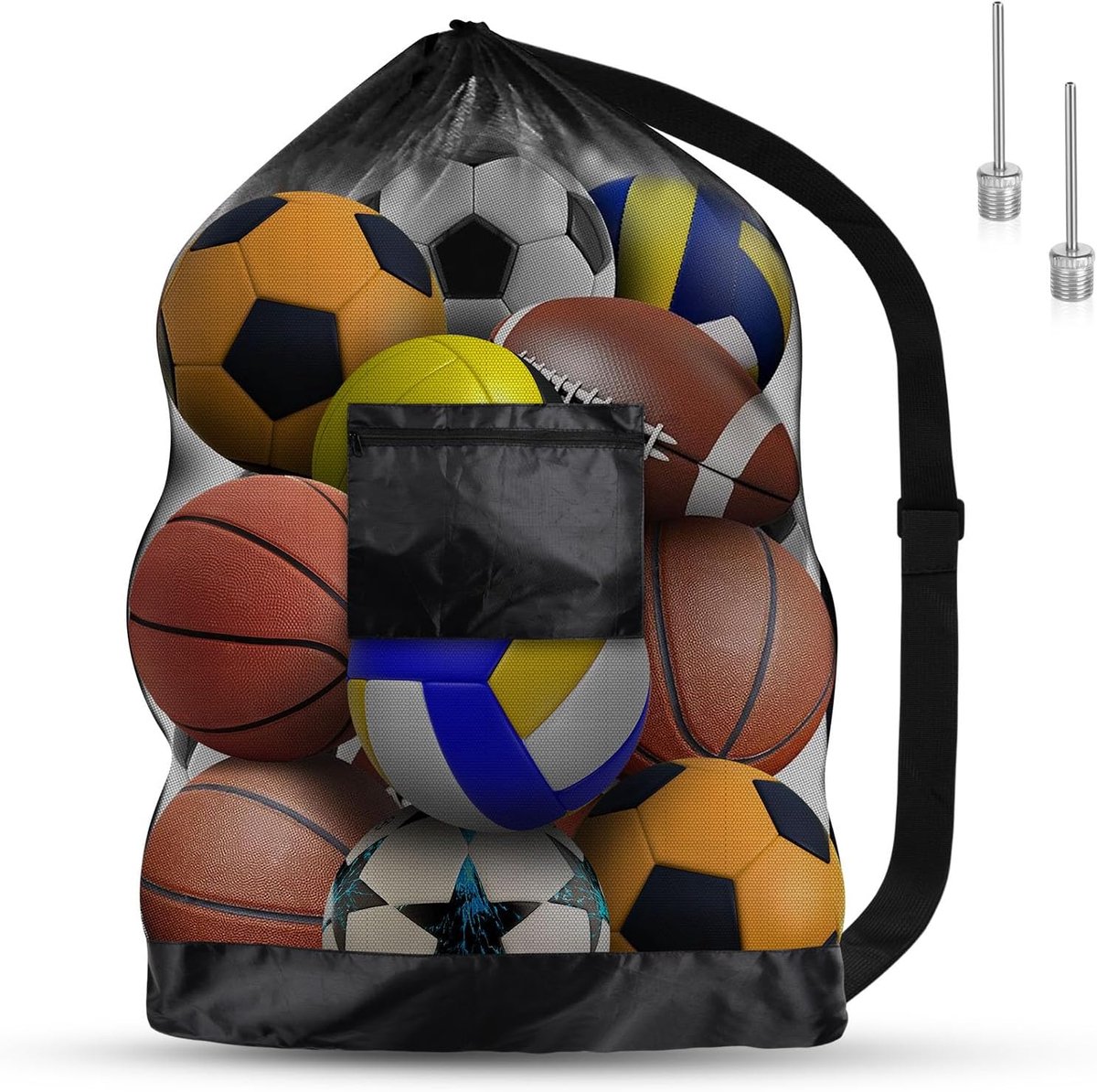 SnelShoppen - Extra Large Voetbal Tas - Trekkoord Rugzak met Verstelbare Schouderband - Waterdichte Opbergtas voor Basketbal, Voetbal, Rugbybal, Volle