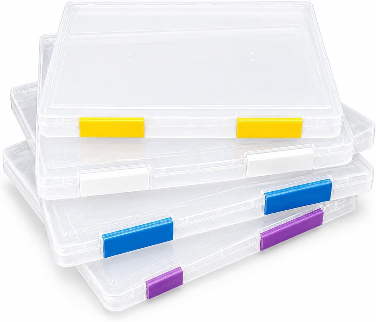 Transparante A4 Opbergdozen (4 Stuks) voor Documenten, Kunstwerken, Foto's en Kantoorbenodigdheden, Ideaal voor Organisatie en Opslag