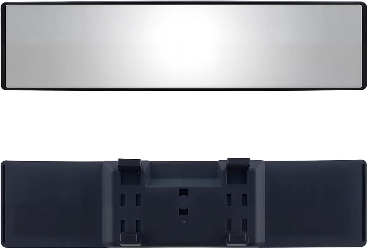 1 x universele achteruitkijkspiegel voor auto, panorama, 300 x 78 mm, met ronde spiegel, kleine, grotere achteruitkijkspiegel, voor auto's, SUV's, vrachtwagens