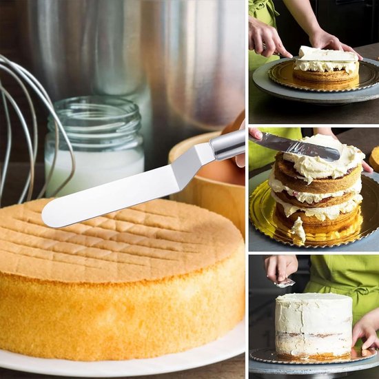 Spatels, roestvrijstalen spatels voor glazuur, hoekspatel voor glazuur, suikerglazuurspatel voor cake, cupcakes en gebak — afbeelding 4