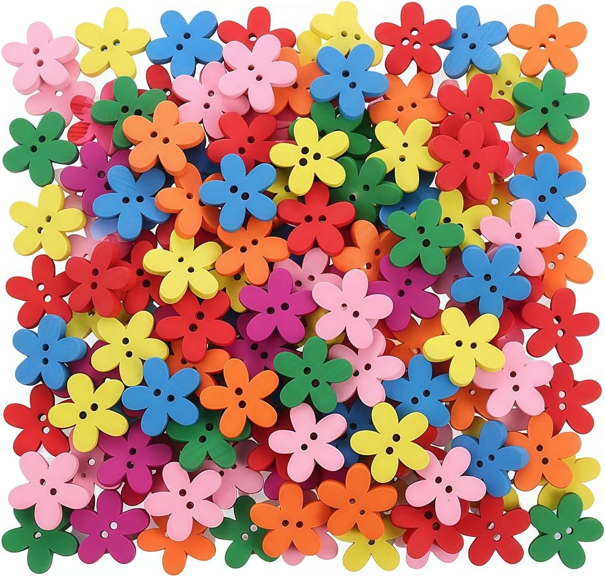 100 stuks 1,5 cm/0,6 inch houten meerkleurige bloemknoppen bloemvormige kledingknop 2 gaten naaien decoratieve knopen voor rokken kleding kleding doe-het-zelf handwerk